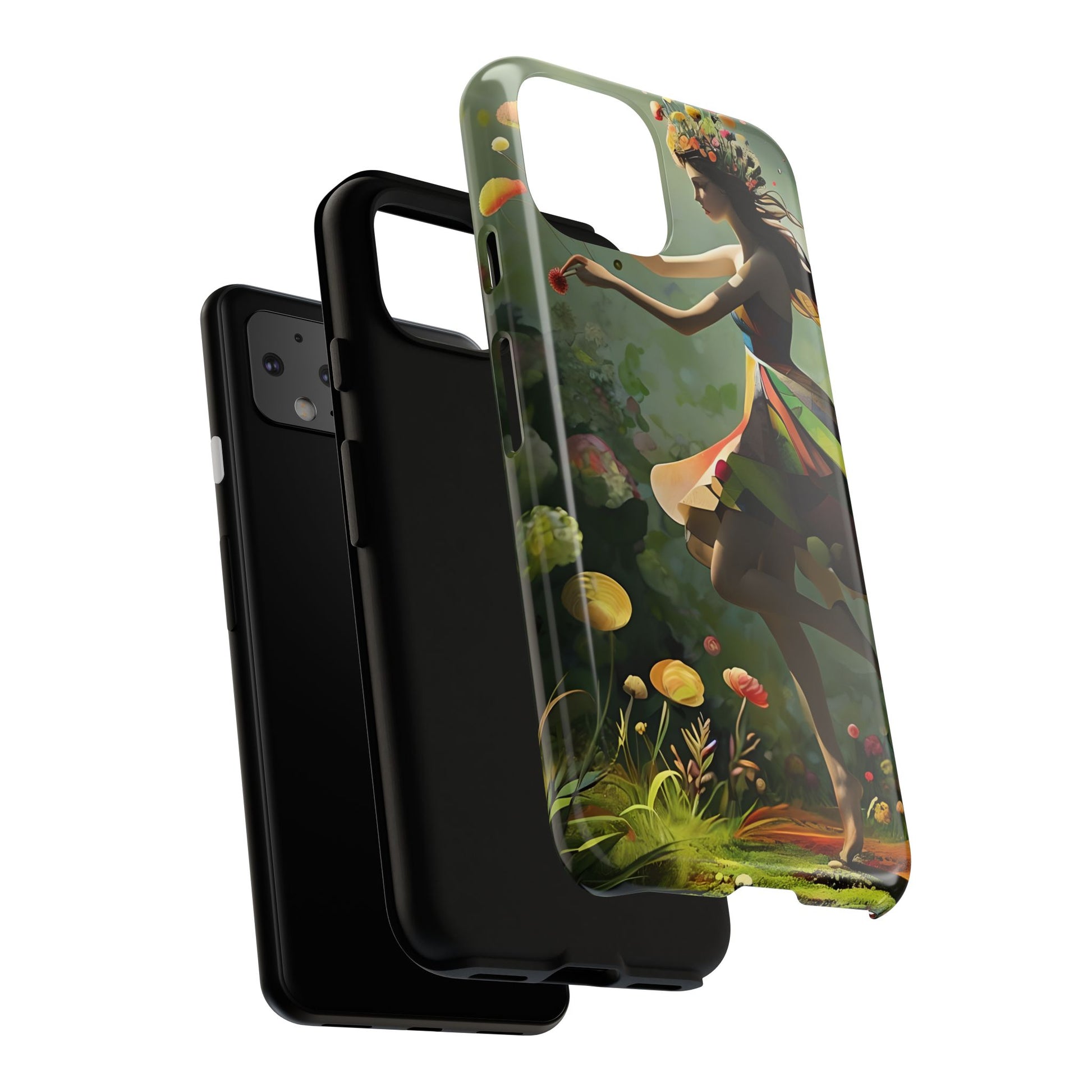 Dancing Wildflower Muse Google Pixel 4 Tough Case - Artistic Floral Fantasy Cover - Whimsical Nature-Inspired Protective Accessory