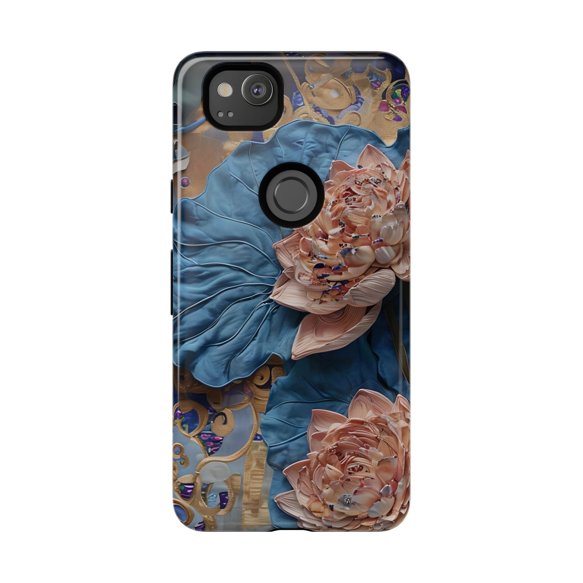 Peony Midnight Tapestry - Google Pixel 2 - Elegant Blue & Blush Artful Phone Cover