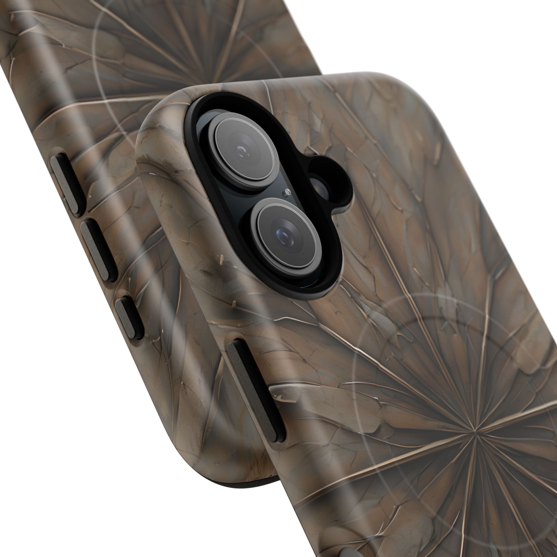Earthstone Mandala - Kaleidoscope Collection Artistic Taupe Burst - iPhone 16 MagSafe Phone Case