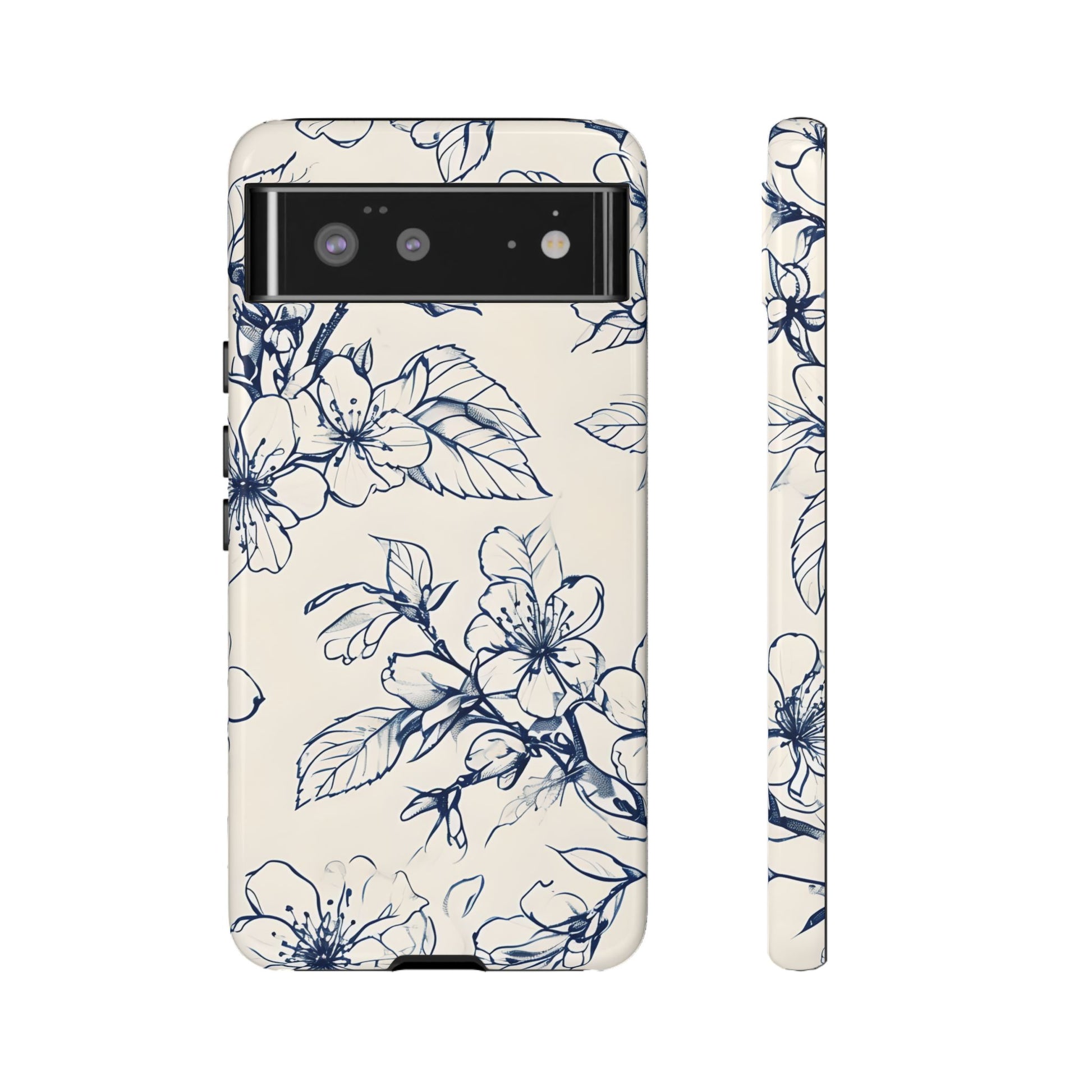 Blossom Sketch - Artistic Blue Floral Google Pixel 6 - Tough Phone Case - Hand-Drawn Botanical Design