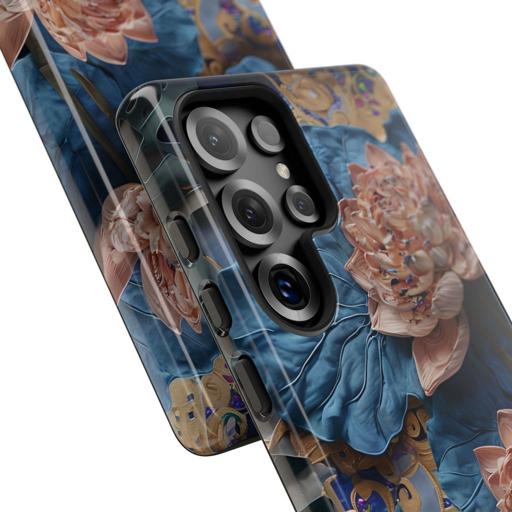Peony Midnight Tapestry - Samsung Galaxy S25 Ultra - Elegant Blue & Blush Artful Phone Cover