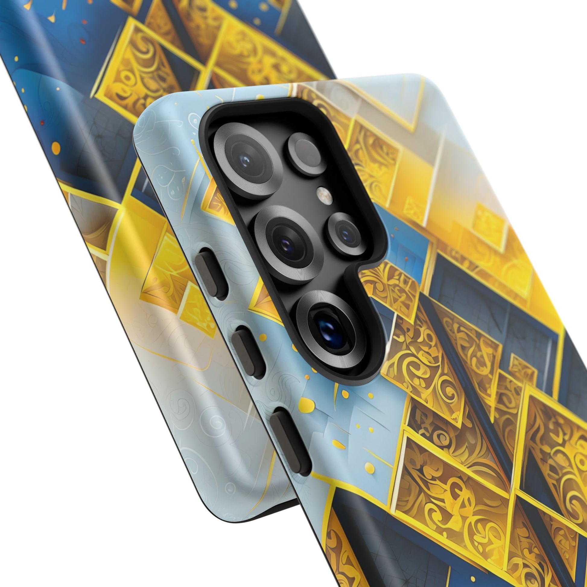 Golden Ascent Luxe Geometric Samsung Galaxy S25 Ultra Tough Case - Elegant Abstract Gold Design