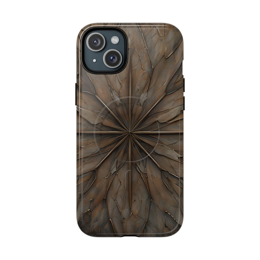 Earthstone Mandala - Kaleidoscope Collection Artistic Taupe Burst - iPhone 15 Plus MagSafe Phone Case