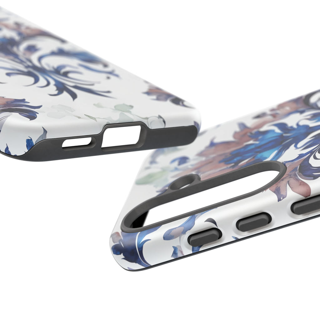 Delft Reverie - Elegant Blue & White Samsung S25 Tough Phone Case - Dutch Delftware-Inspired Floral Design