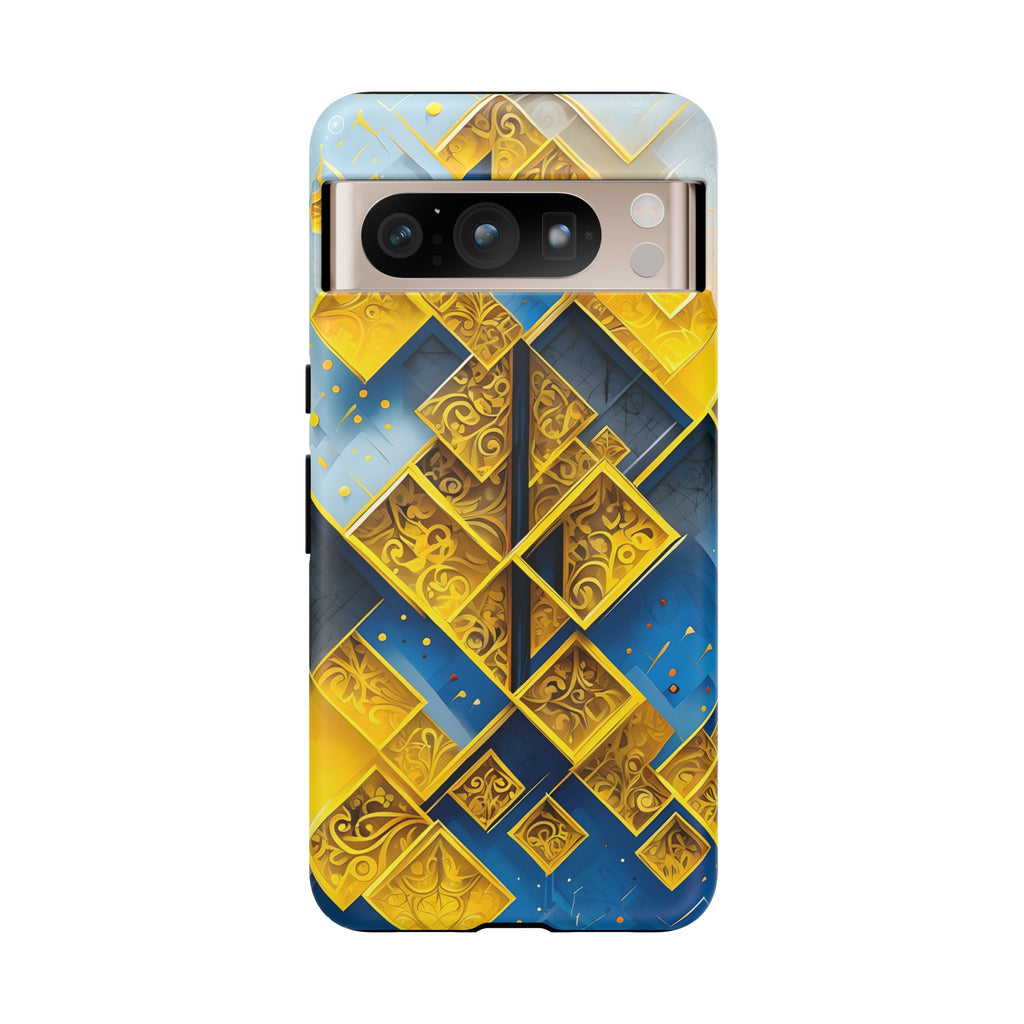 Golden Ascent Luxe Geometric Google Pixel 8 Pro Tough Case - Elegant Abstract Gold Design