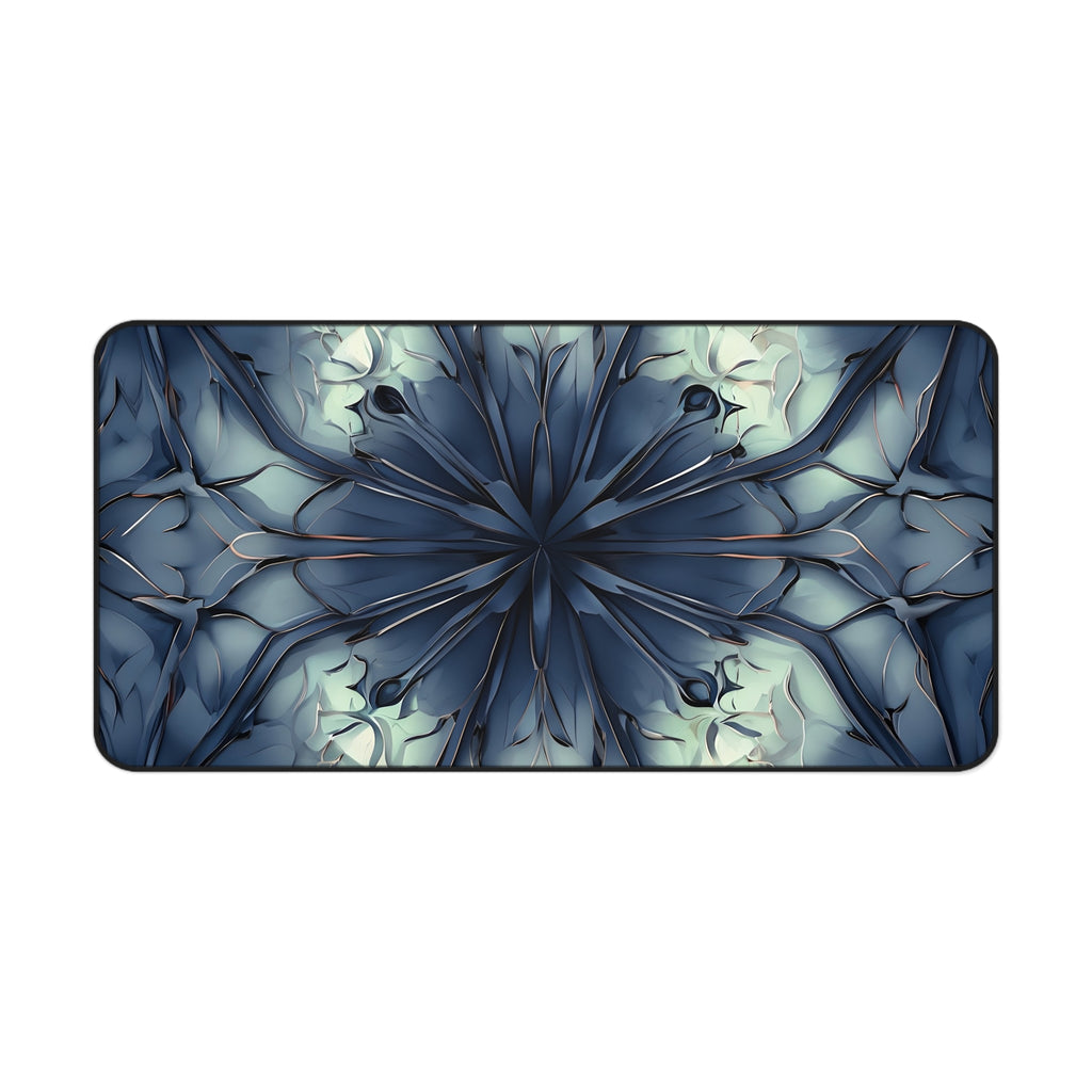 Indigo Mosaic Desk Mat - Premium Office Desk Pad, 3 Sizes Available, Artistic Workspace Protection