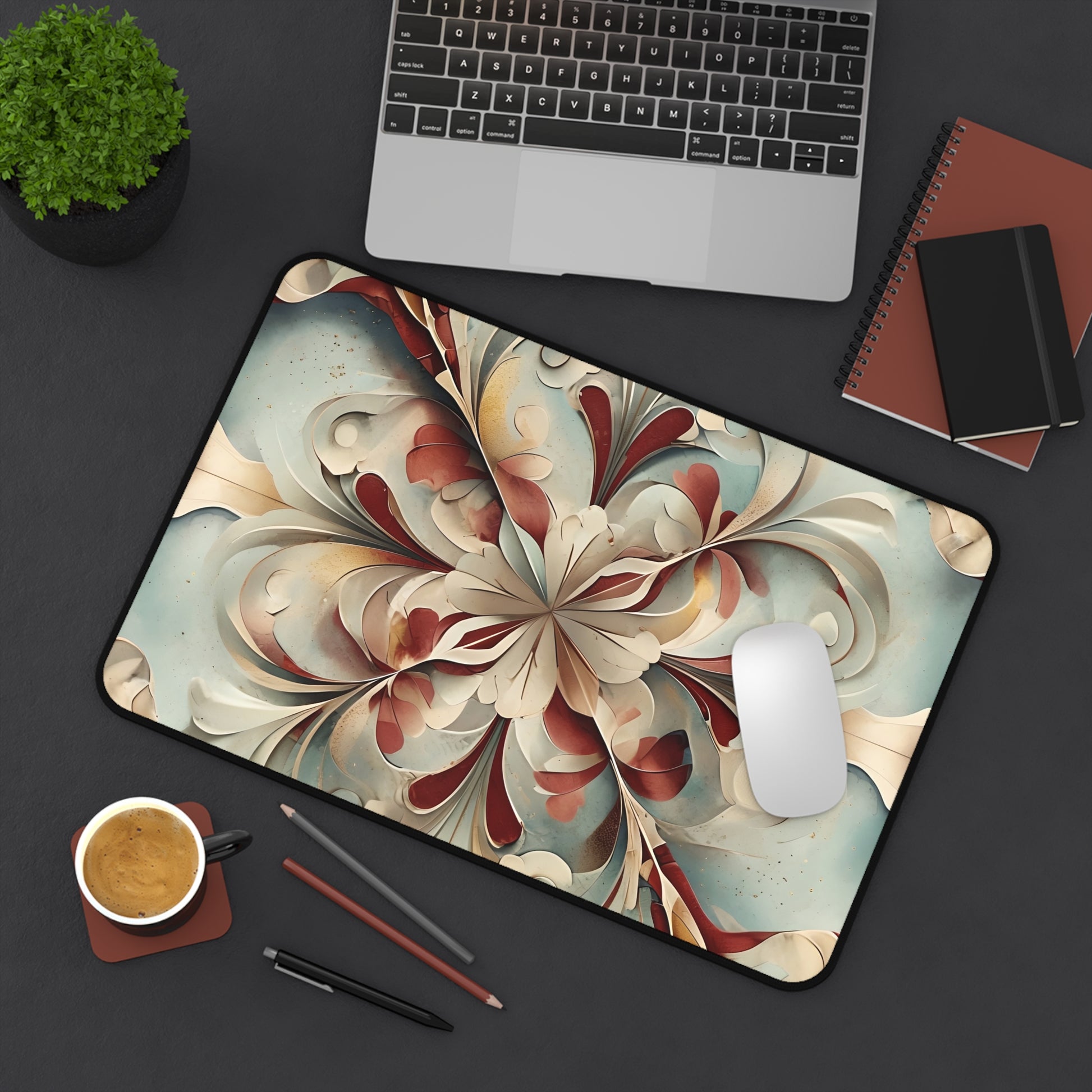 Vintage Baroque Blossom Designer Desk Mat - Premium Office Desk Pad, 3 Sizes Available, Artistic Workspace Protection