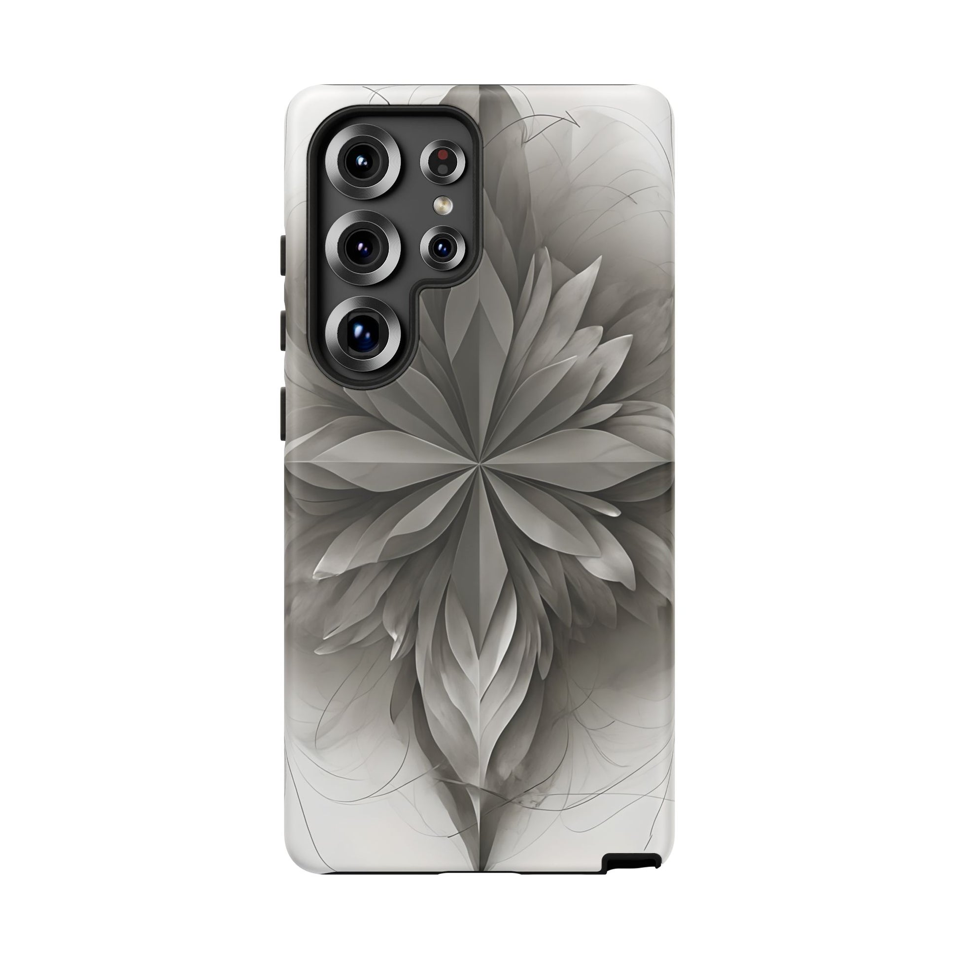 Silver Lotus - Elegant Monochrome Floral Samsung Galaxy S25 Ultra Tough Phone Case - Modern Lotus Design
