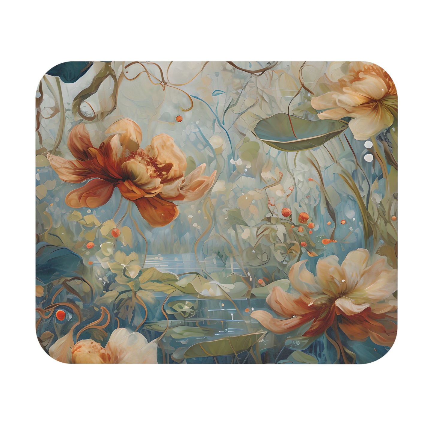 Waterlily Dreamscape mouse pad featuring serene waterlily pond artwork