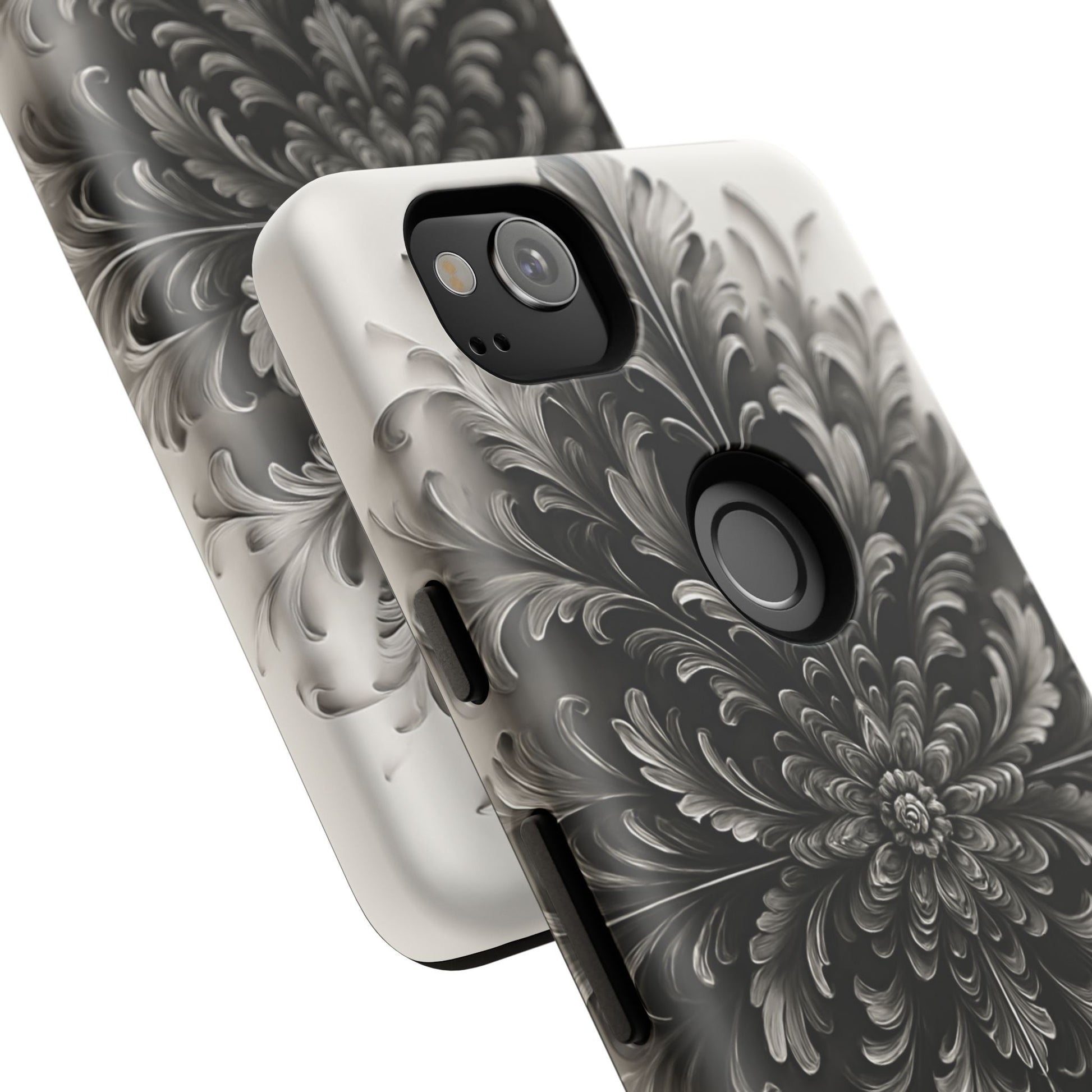 Obsidian Bloom - Elegant Black & White Google Pixel 2 Phone Case - Intricate Mandala Flower Design