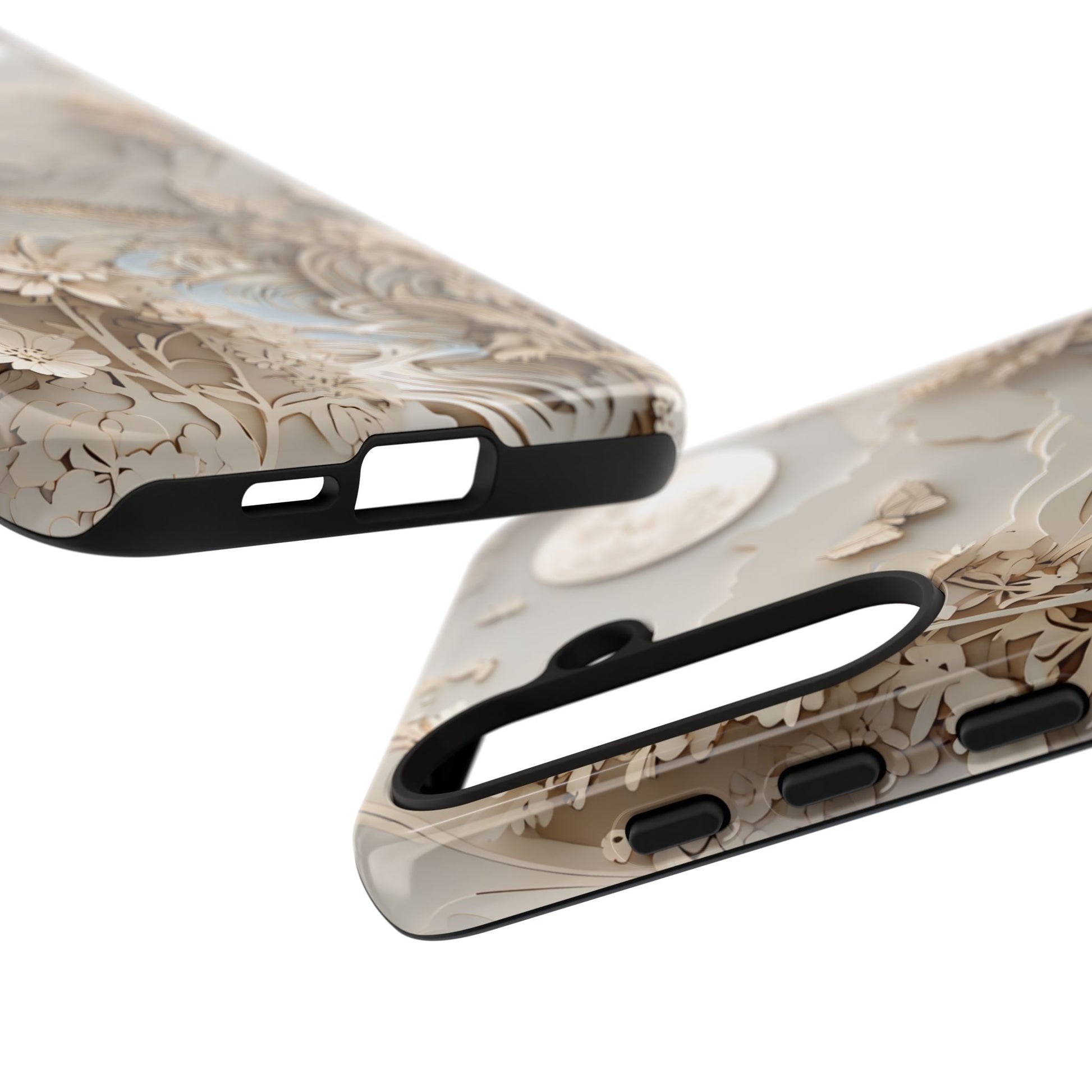 Moonlit Garden - Elegant Neutral Floral Samsung Galaxy S24 Plus Tough Phone Case - Painterly Botanical & Moon Design