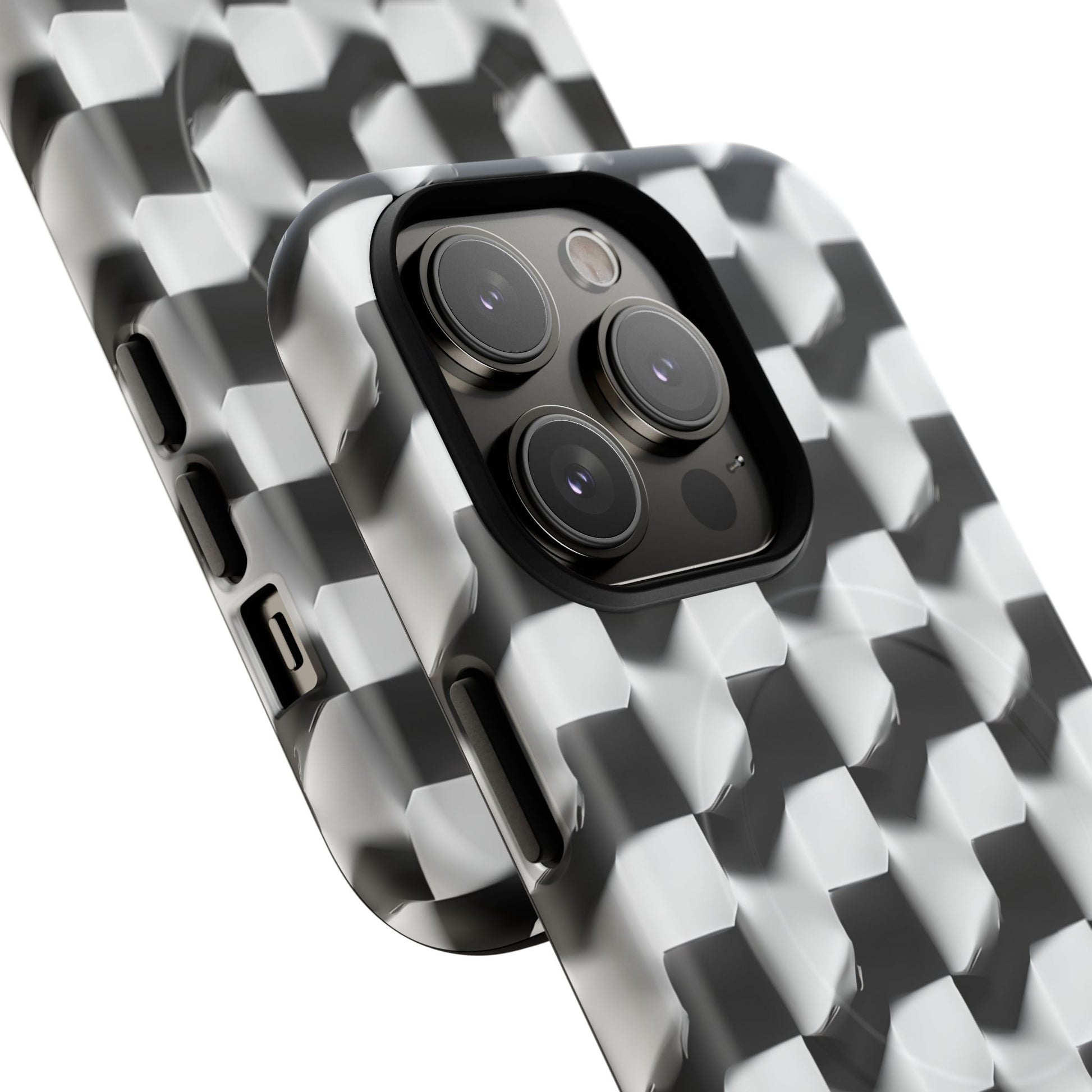 Monochrome Grid - iPhone 14 Pro MagSafe Phone Case - Bold, Modern Black & White Design