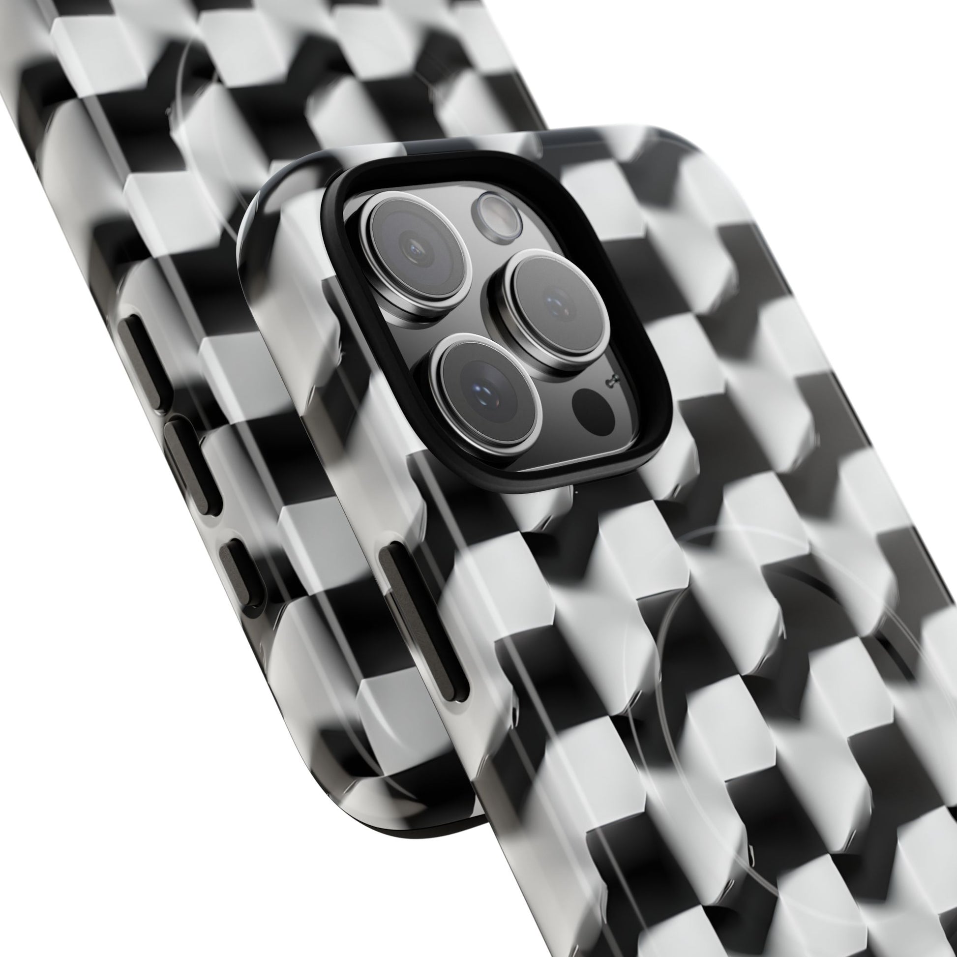 Monochrome Grid - iPhone 16 Pro Max MagSafe Phone Case - Bold, Modern Black & White Design