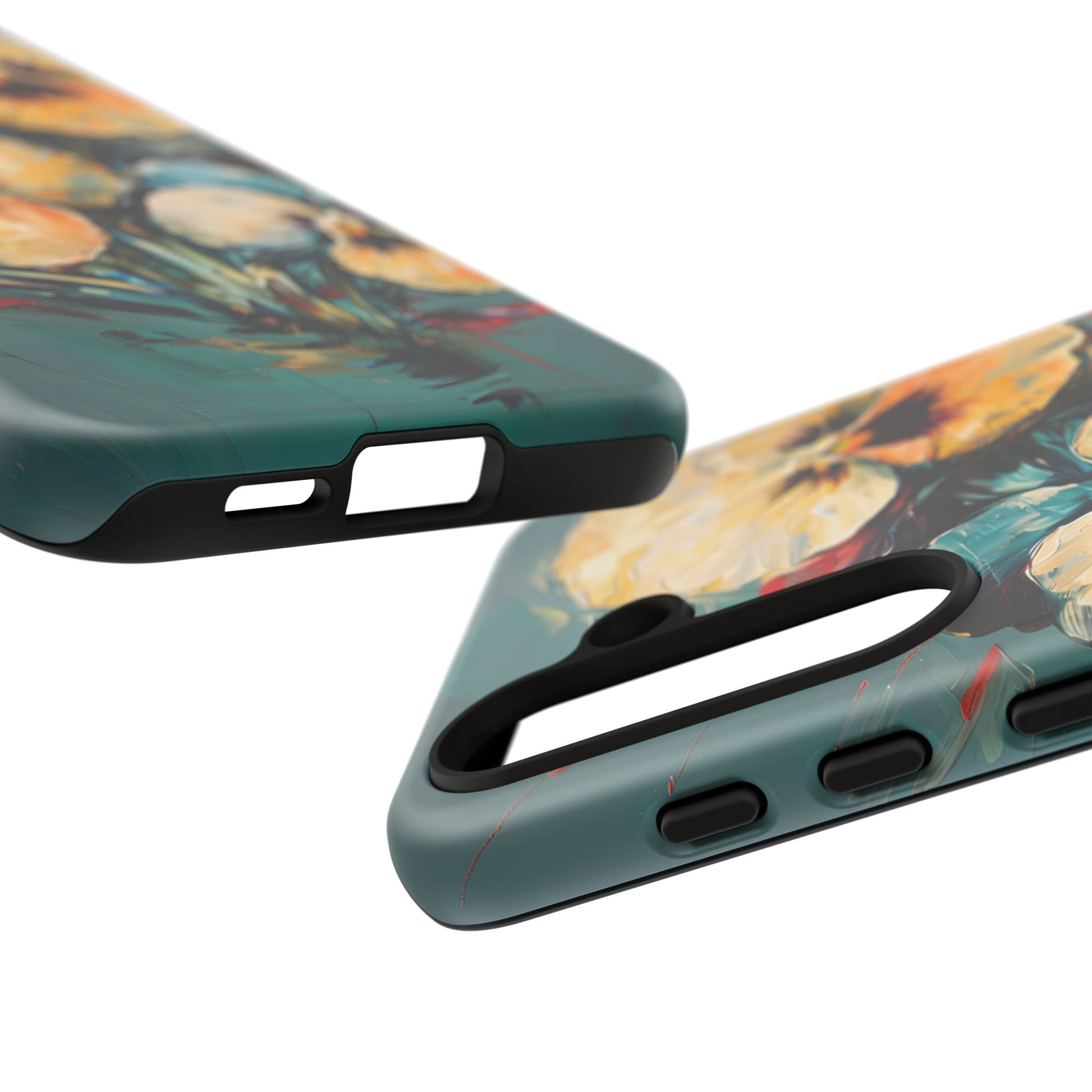 Golden Pansy Cascade Tough Case for Samsung Galaxy S24 - Floral Artistic Shockproof Cover, Elegant Protective Phone Case
