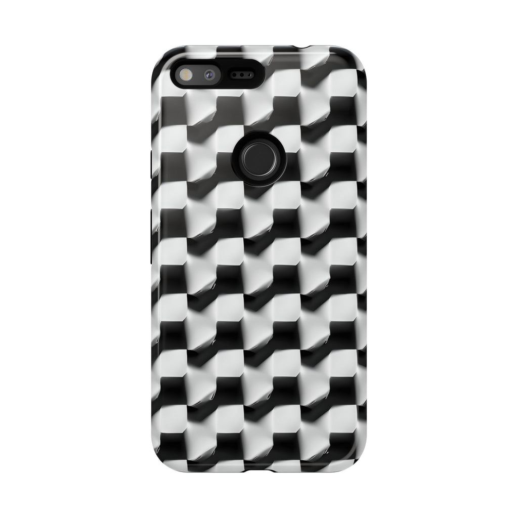 Monochrome Grid Tough Case for Google Pixel XL - Classic Checkerboard, Black & White, Minimalist Trend