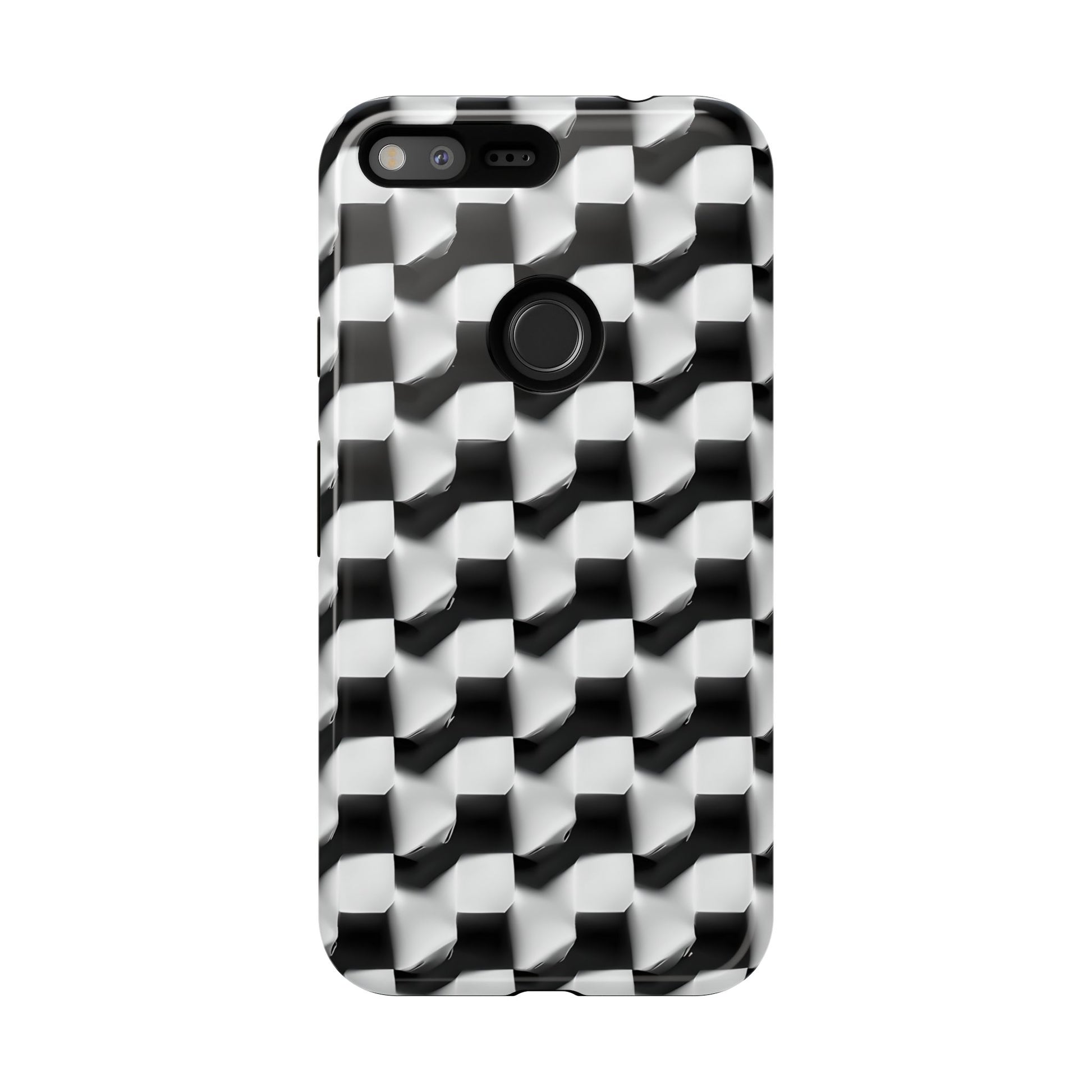 Monochrome Grid Tough Case for Google Pixel XL - Classic Checkerboard, Black & White, Minimalist Trend