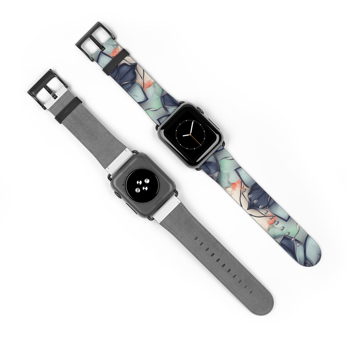 Midnight Mosaic Apple Watch band worn on wrist featuring cool-toned geometric mosaic design