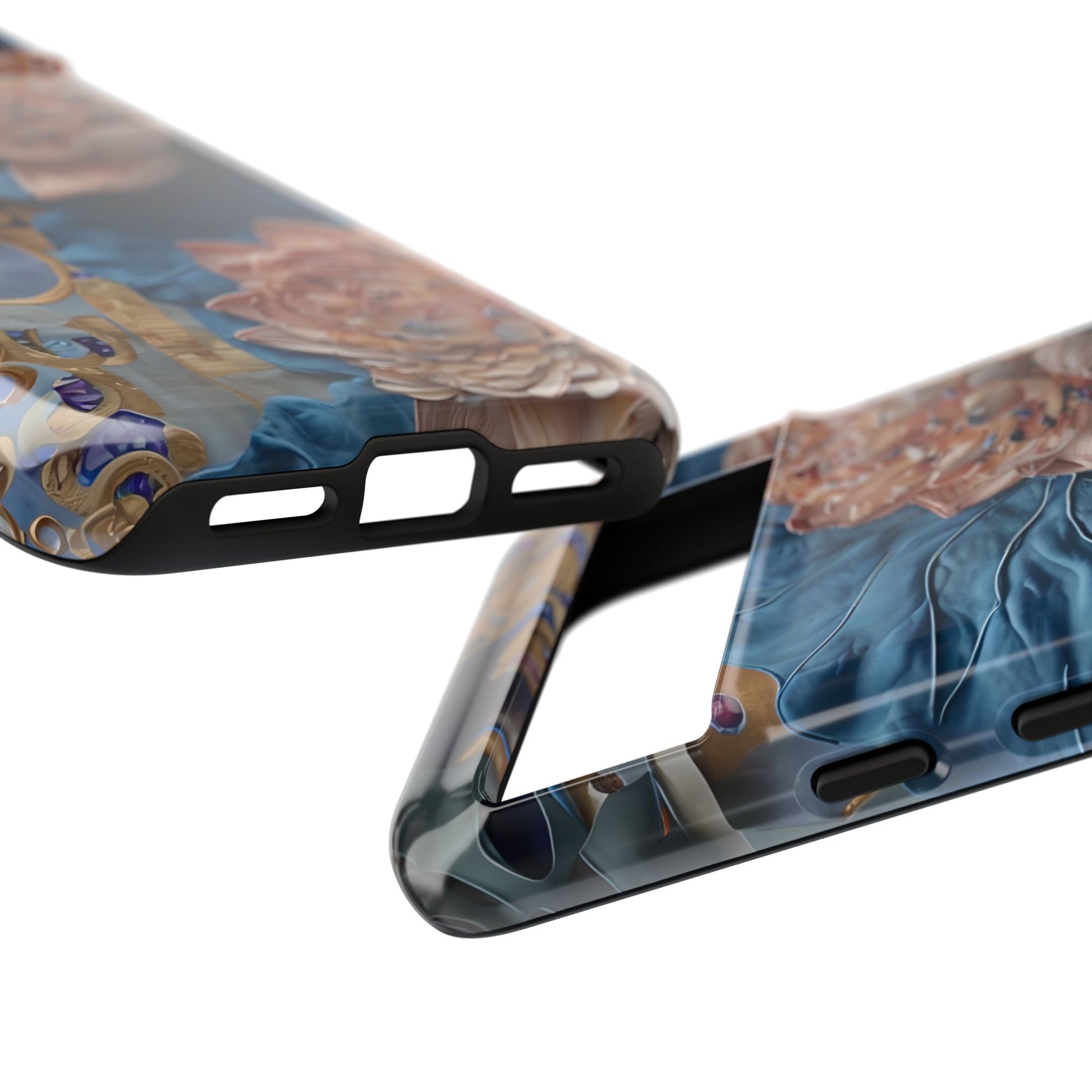 Peony Midnight Tapestry - Google Pixel 8 - Elegant Blue & Blush Artful Phone Cover