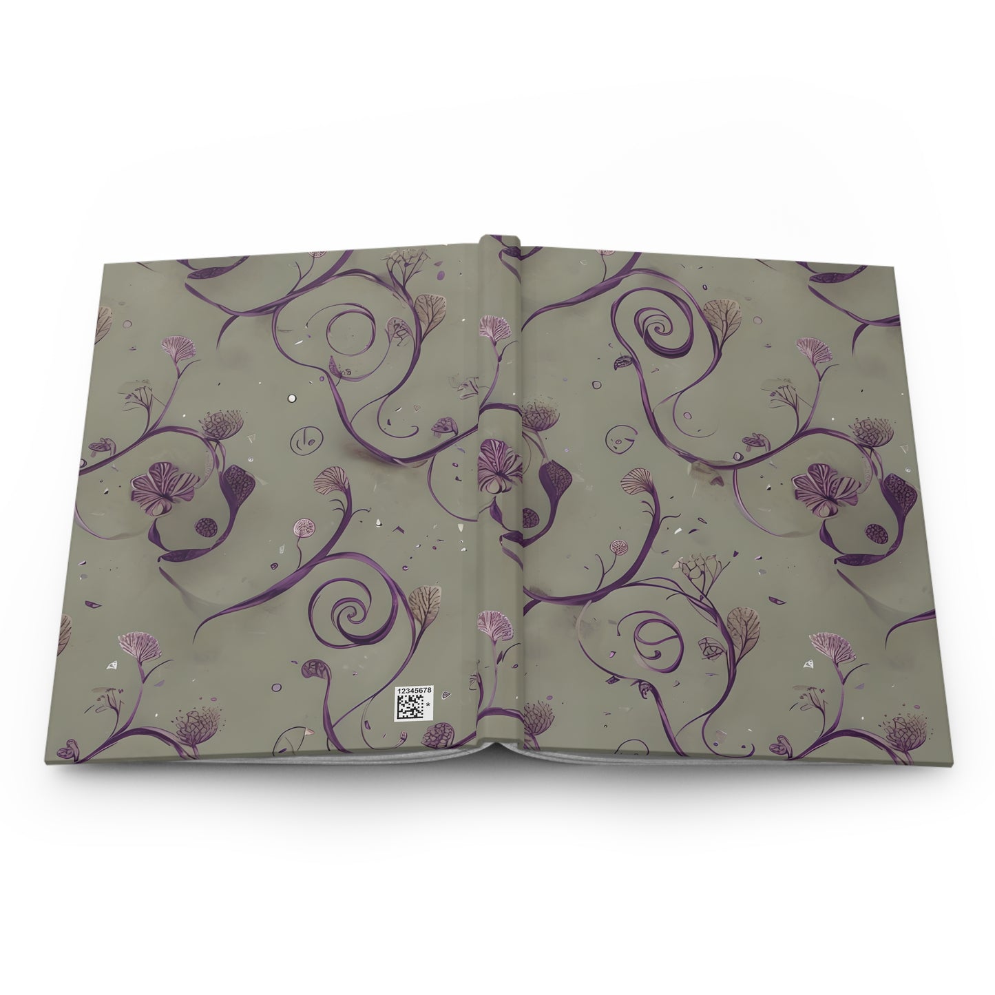 Open Twilight Thistle Bloom journal showing full artwork across inside cover