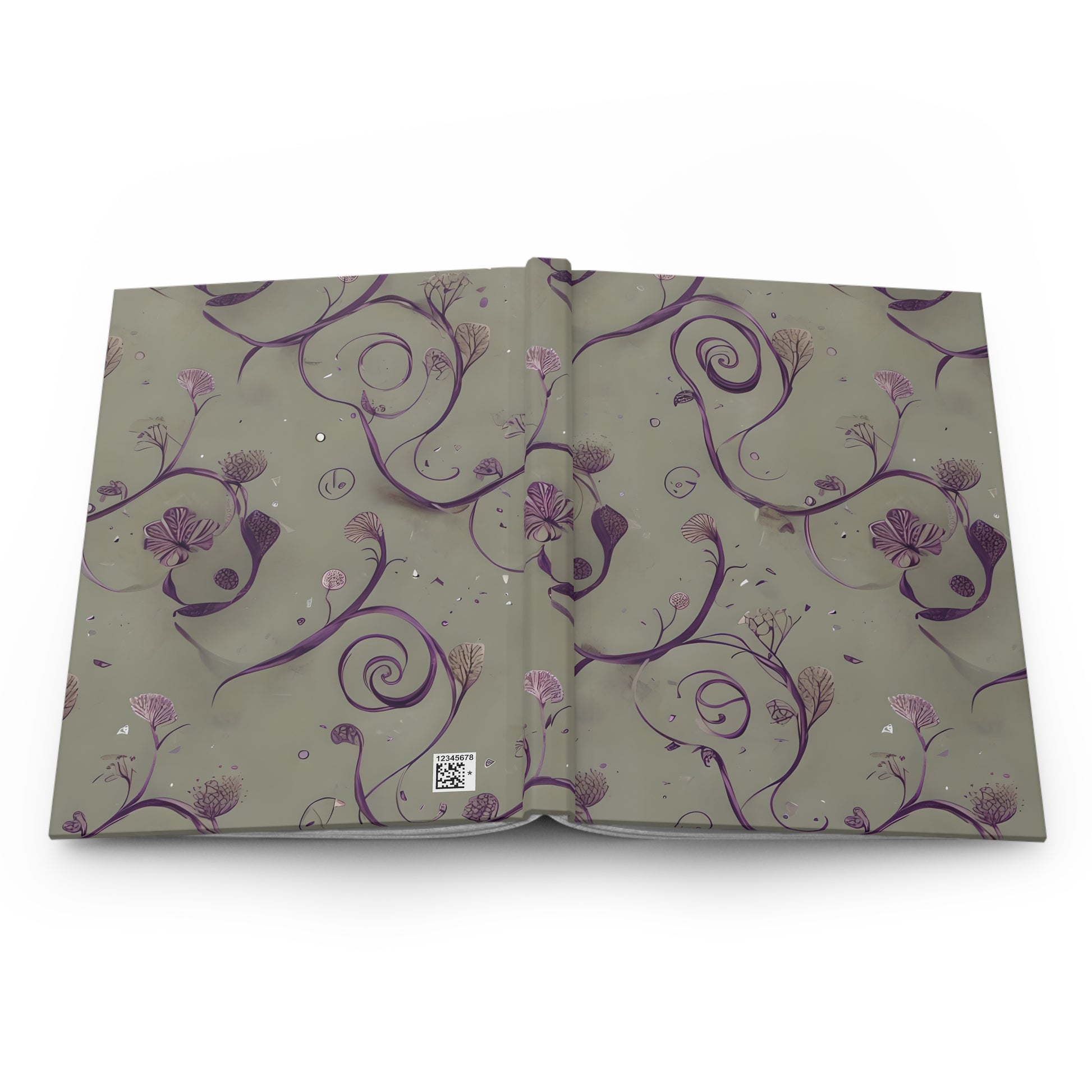 Open Twilight Thistle Bloom journal showing full artwork across inside cover