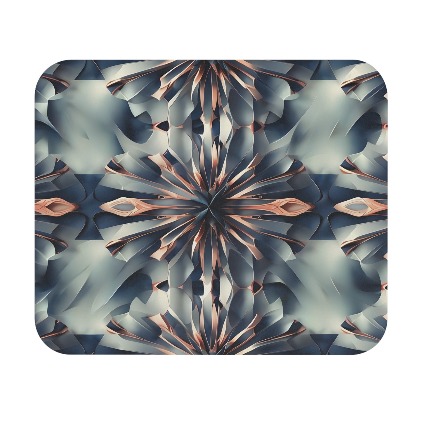 Obsidian Kaleidoscope mouse pad featuring intricate black and silver kaleidoscope design