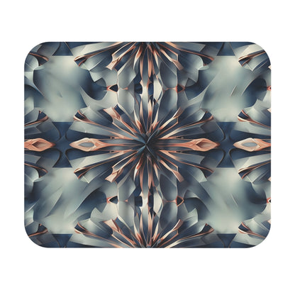 Obsidian Kaleidoscope mouse pad featuring intricate black and silver kaleidoscope design