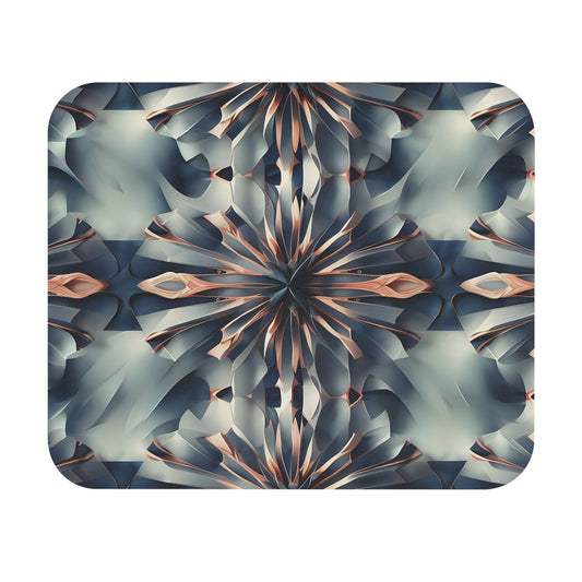 Obsidian Kaleidoscope mouse pad featuring intricate black and silver kaleidoscope design