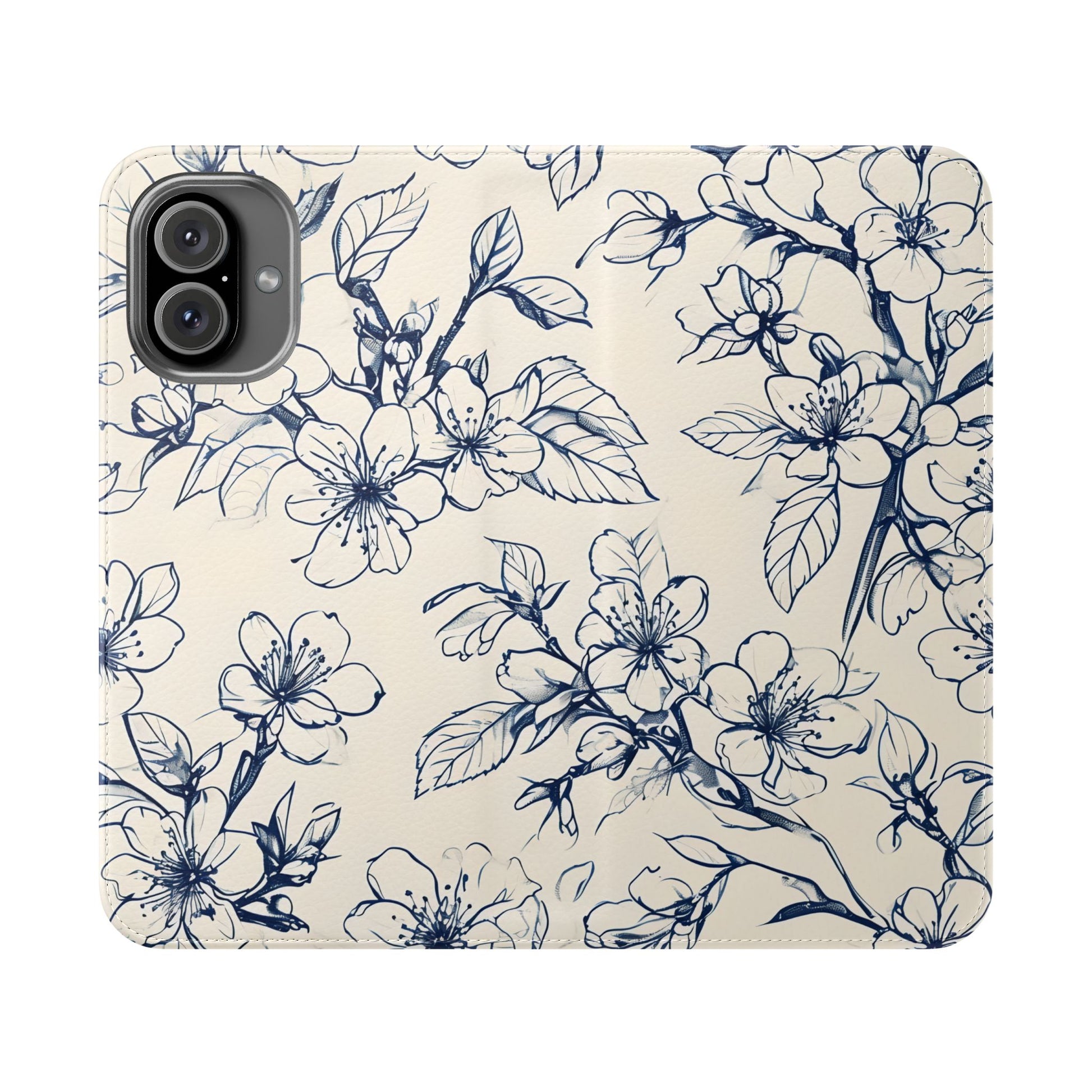 Blossom Sketch - Minimalist Floral Flip Phone Case for iPhone 16 Plus