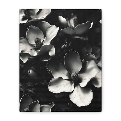 Monochrome Magnolia - Striking Black & White Vertical Floral Wall Art