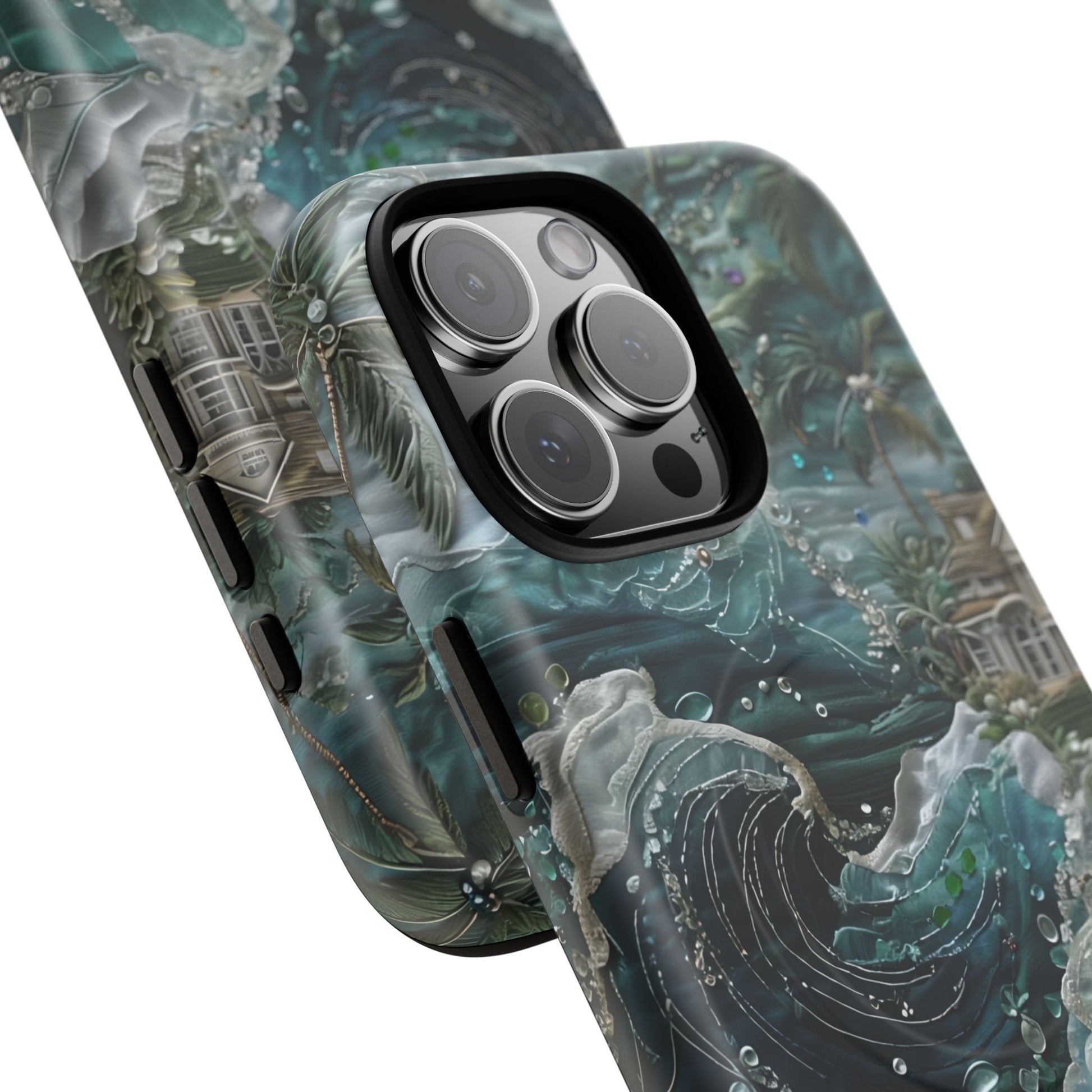 Tropical Midnight Wave - Artistic Ocean iPhone 16 Pro Max MagSafe Phone Case - Dramatic Blue Wave Design