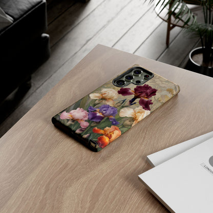 Iris Reverie vintage floral Samsung Galaxy phone case lifestyle desk scene