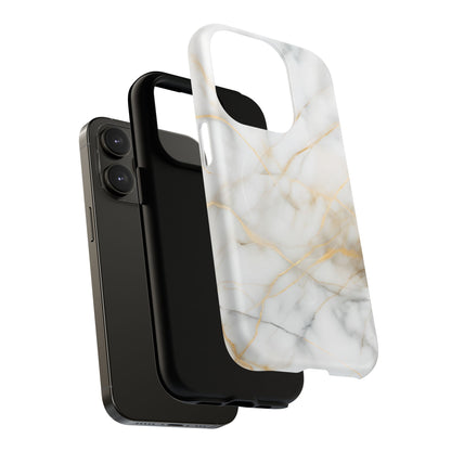 Golden Vein iPhone MagSafe Phone Case -White Neutral Marble Design