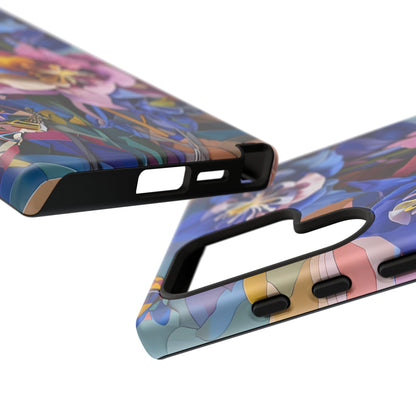 Blue Columbine Carnivale - Artistic Floral & Butterfly Samsung Ultra Tough Phone Case - Vibrant Botanical Design