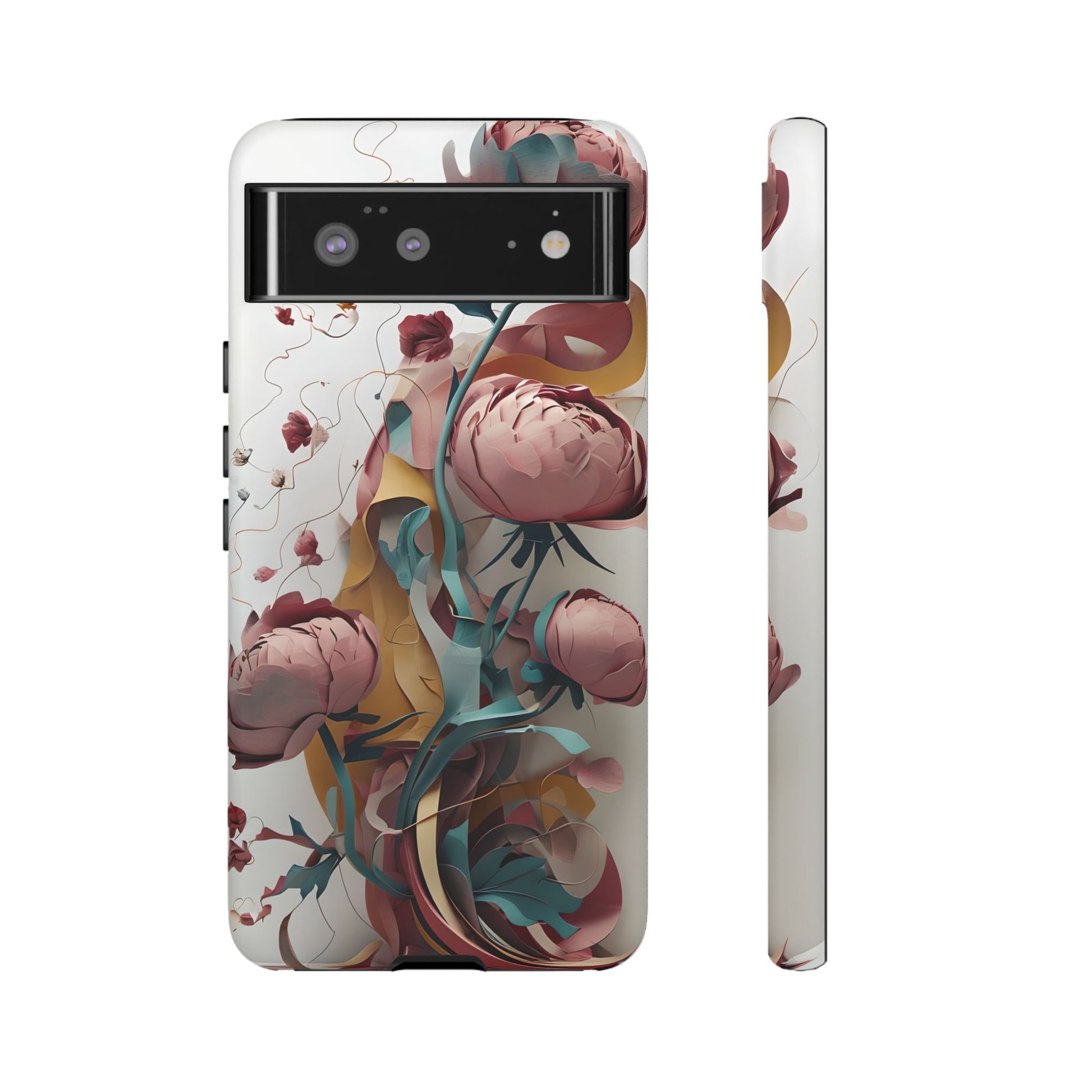 Blushing Peony Veil - Elegant Painterly Floral Google Pixel 6 Tough Phone Case - Soft Blush & Teal Peony Design