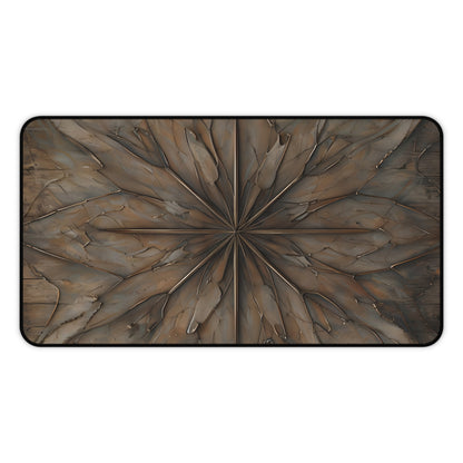 Earthstone Mandala desk mat featuring earthy brown mandala pattern