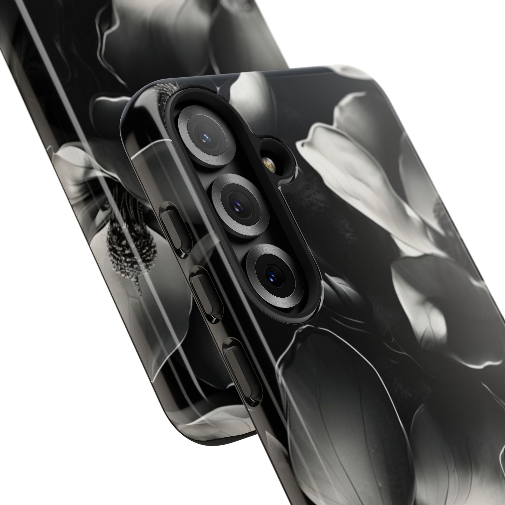 Monochrome Magnolia - Elegant Black & White Floral Samsung Galaxy S25 Plus Tough Phone Case - Artistic Magnolia Design