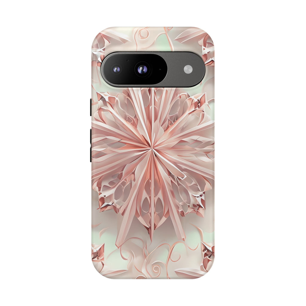 Blush Frost from our Kaleidoscope Collection - Google Pixel 9 tough case - Soft Pink Geometric Floral Design