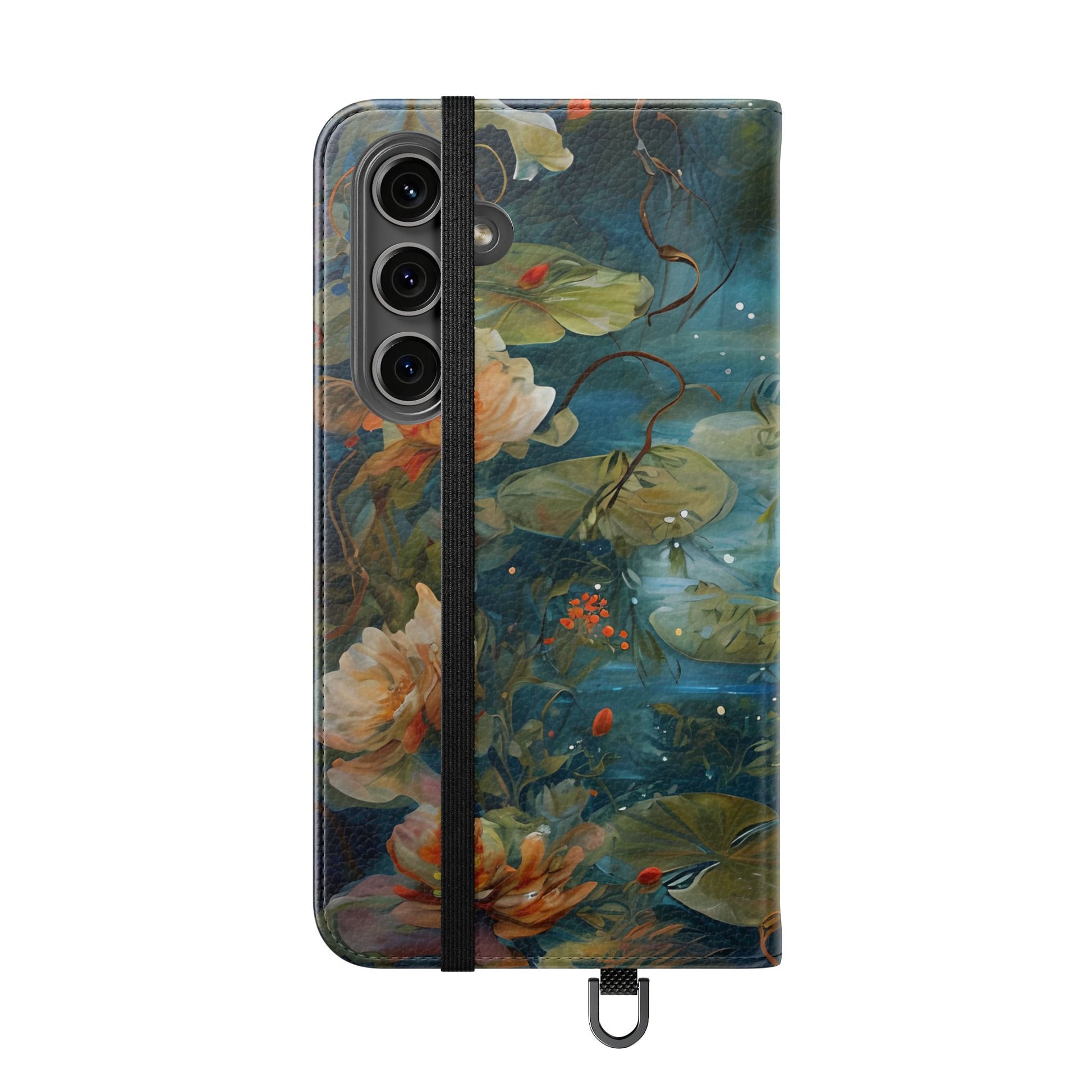 Waterlily Nocturne Samsung Galaxy S24 Plus Wallet Case - Elegant Floral Flip Cover, Vintage Botanical Phone Folio