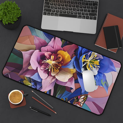 Blue Columbine Carnivale Desk Mat - Premium Office Desk Pad, 3 Sizes Available, Artistic Workspace Protection