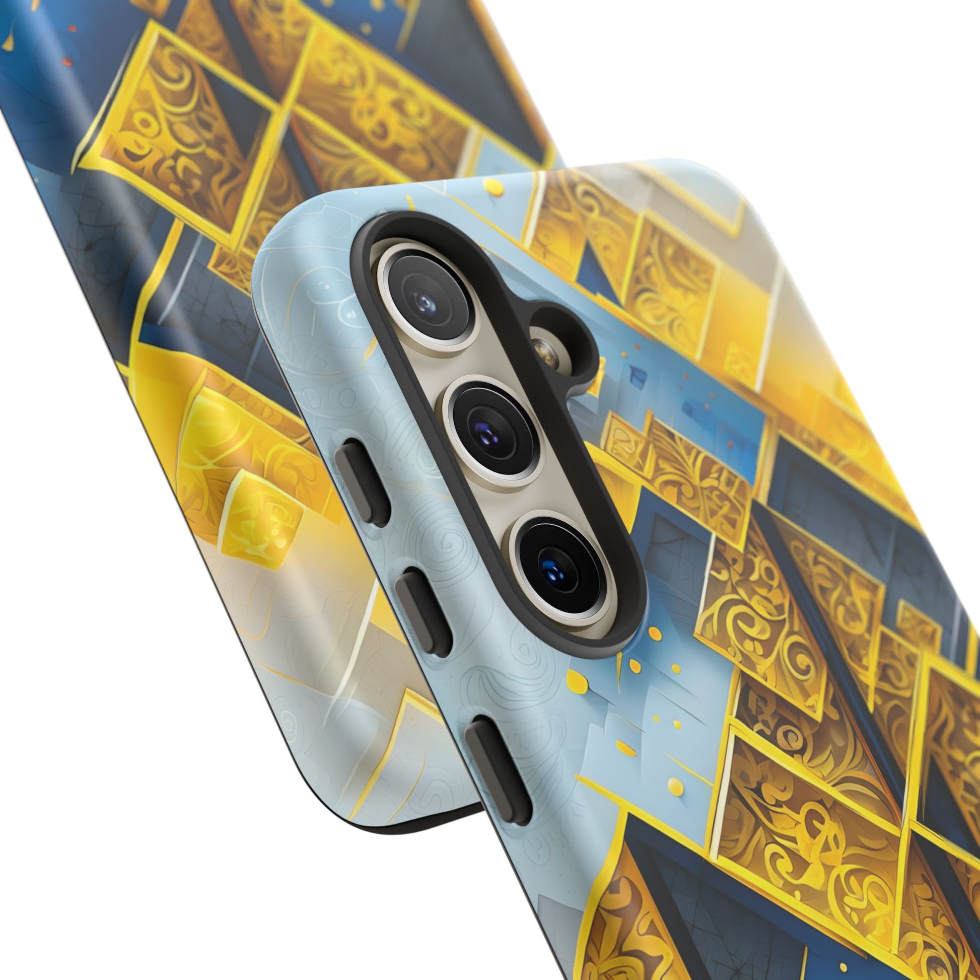 Golden Ascent Luxe Geometric Samsung Galaxy S24 Tough Case - Elegant Abstract Gold Design