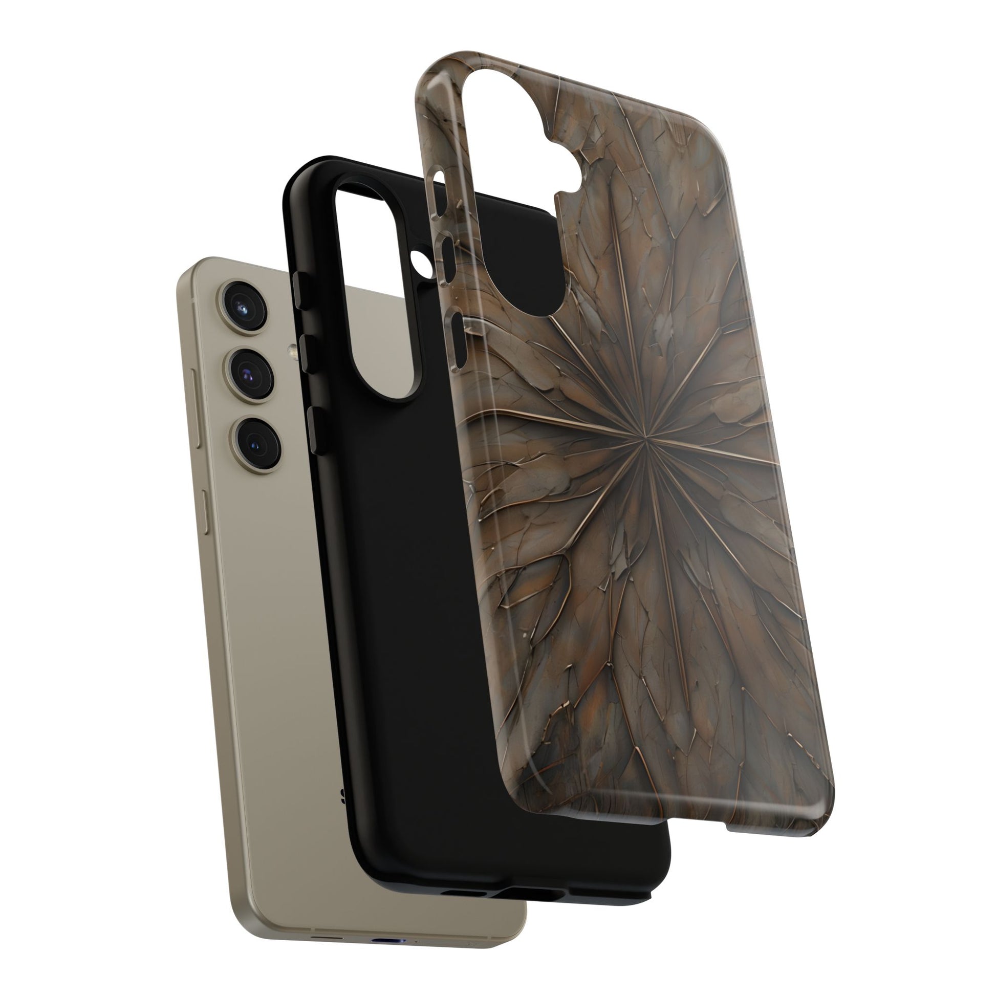 Earthstone Mandala - Kaleidoscope Collection Artistic Taupe Burst - Samsung Galaxy S24 Plus Tough Phone Case