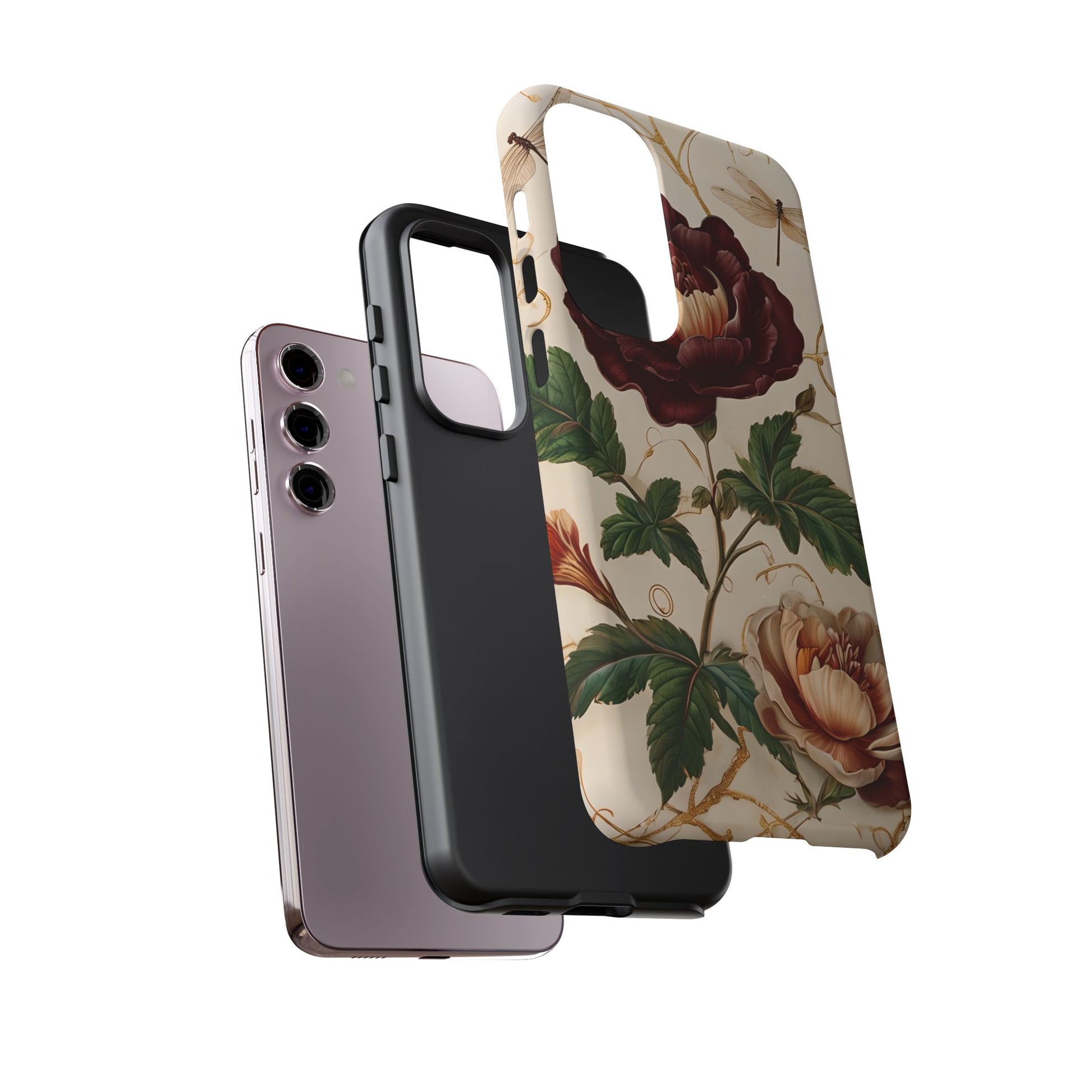 Vintage Burgundy Rose - Elegant Floral Samsung Galaxy S23 Plus Phone Case - Classic Painterly Rose Design