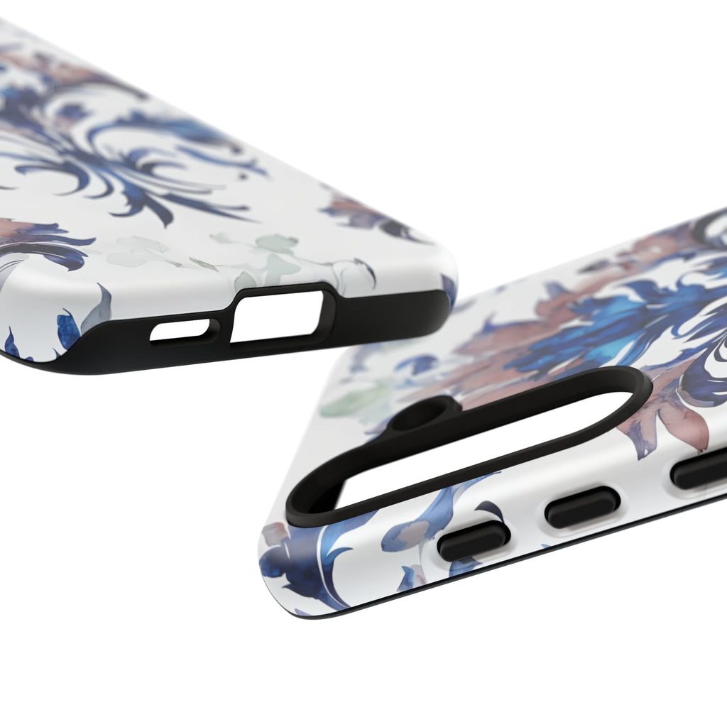 Delft Reverie - Elegant Blue & White Samsung S24 Tough Phone Case - Dutch Delftware-Inspired Floral Design