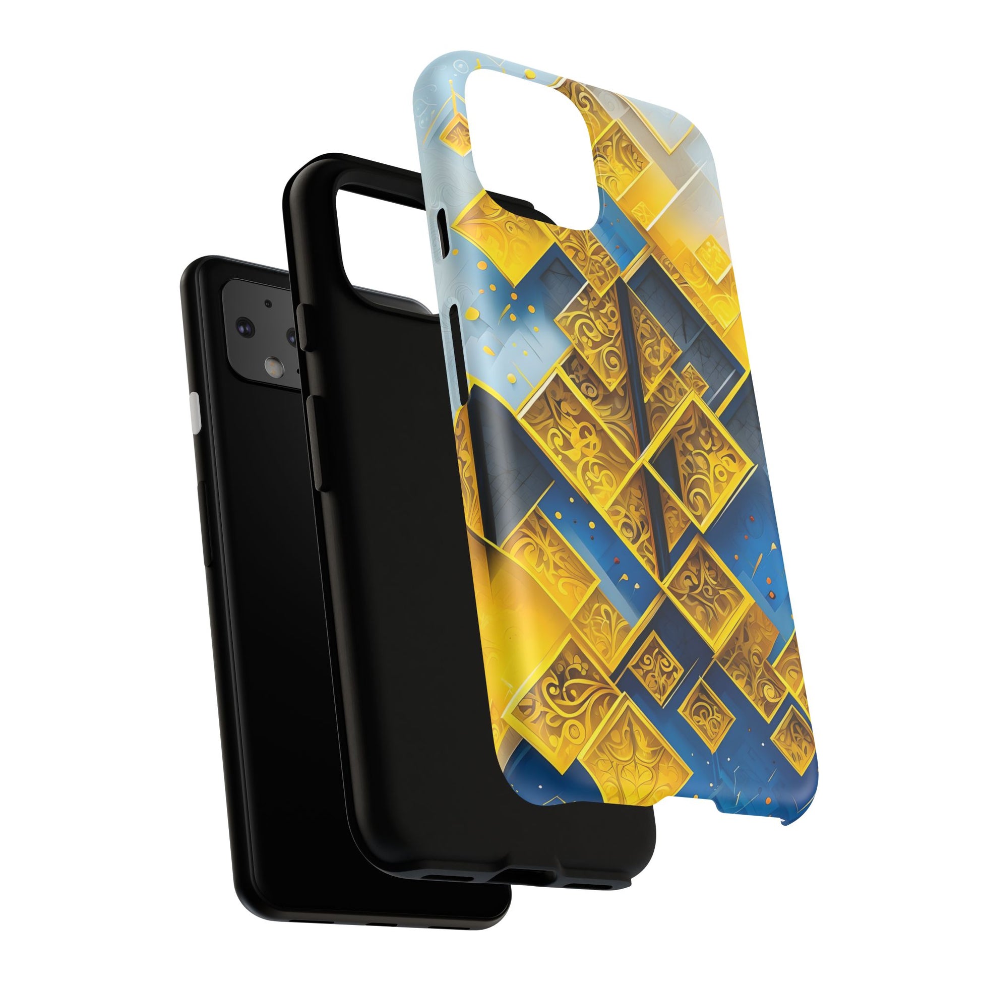 Golden Ascent Luxe Geometric Google Pixel 4 Tough Case - Elegant Abstract Gold Design
