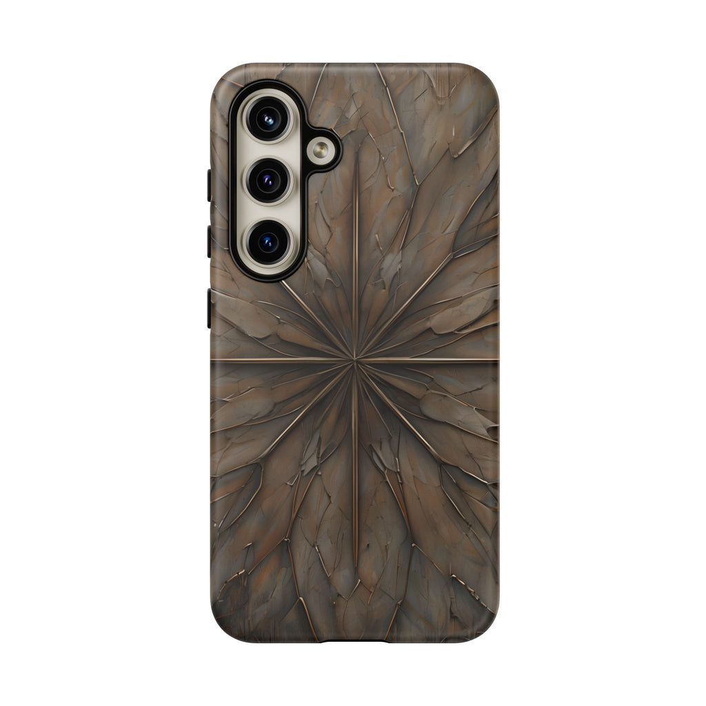 Earthstone Mandala - Kaleidoscope Collection Artistic Taupe Burst - Samsung Galaxy S24 Tough Phone Case
