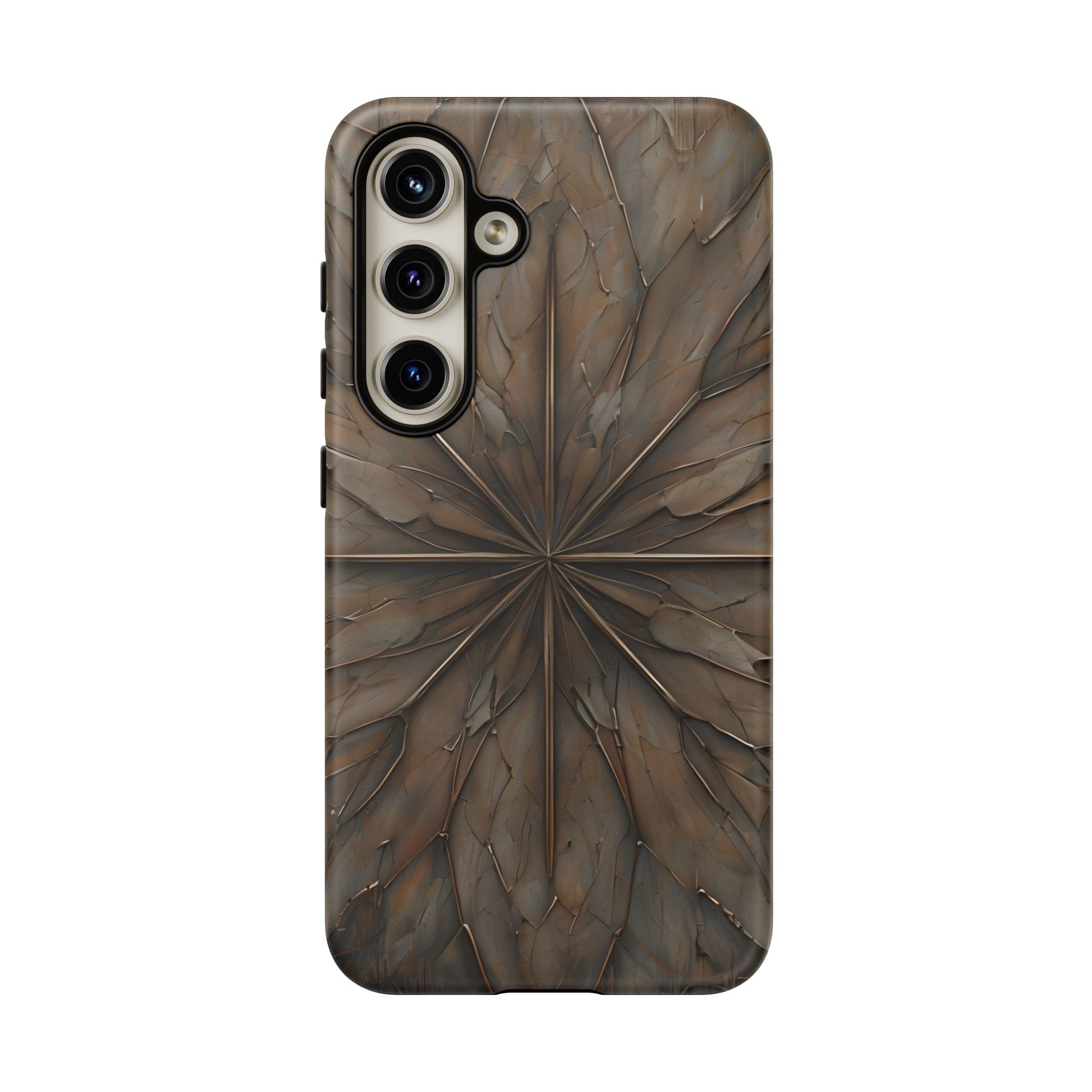 Earthstone Mandala - Kaleidoscope Collection Artistic Taupe Burst - Samsung Galaxy S24 Tough Phone Case