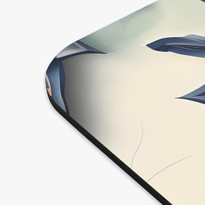 Close-up of Frosted Indigo Bloom mouse pad showing printed floral design detail