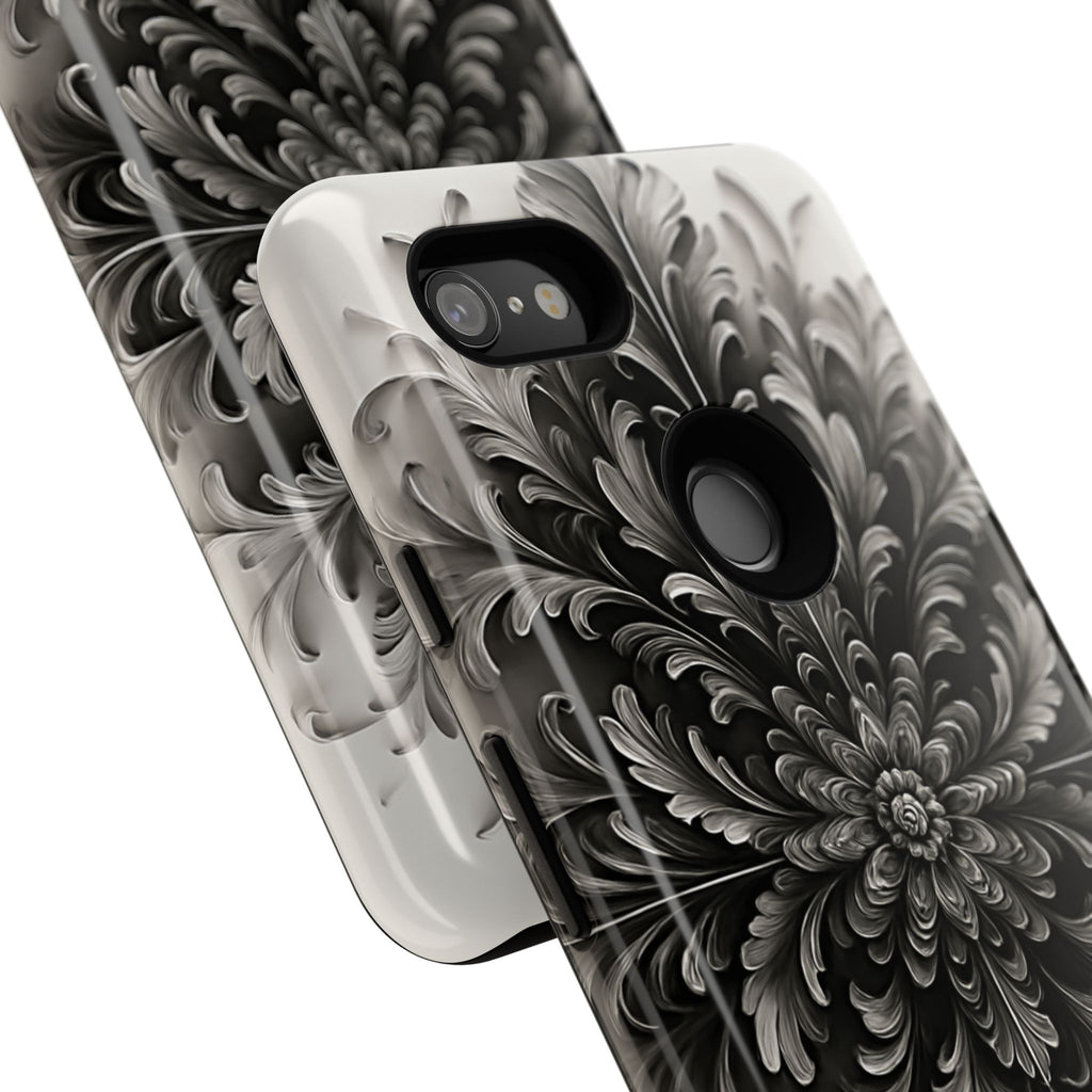 Obsidian Bloom - Elegant Black & White Google Pixel 3XL Phone Case - Intricate Mandala Flower Design