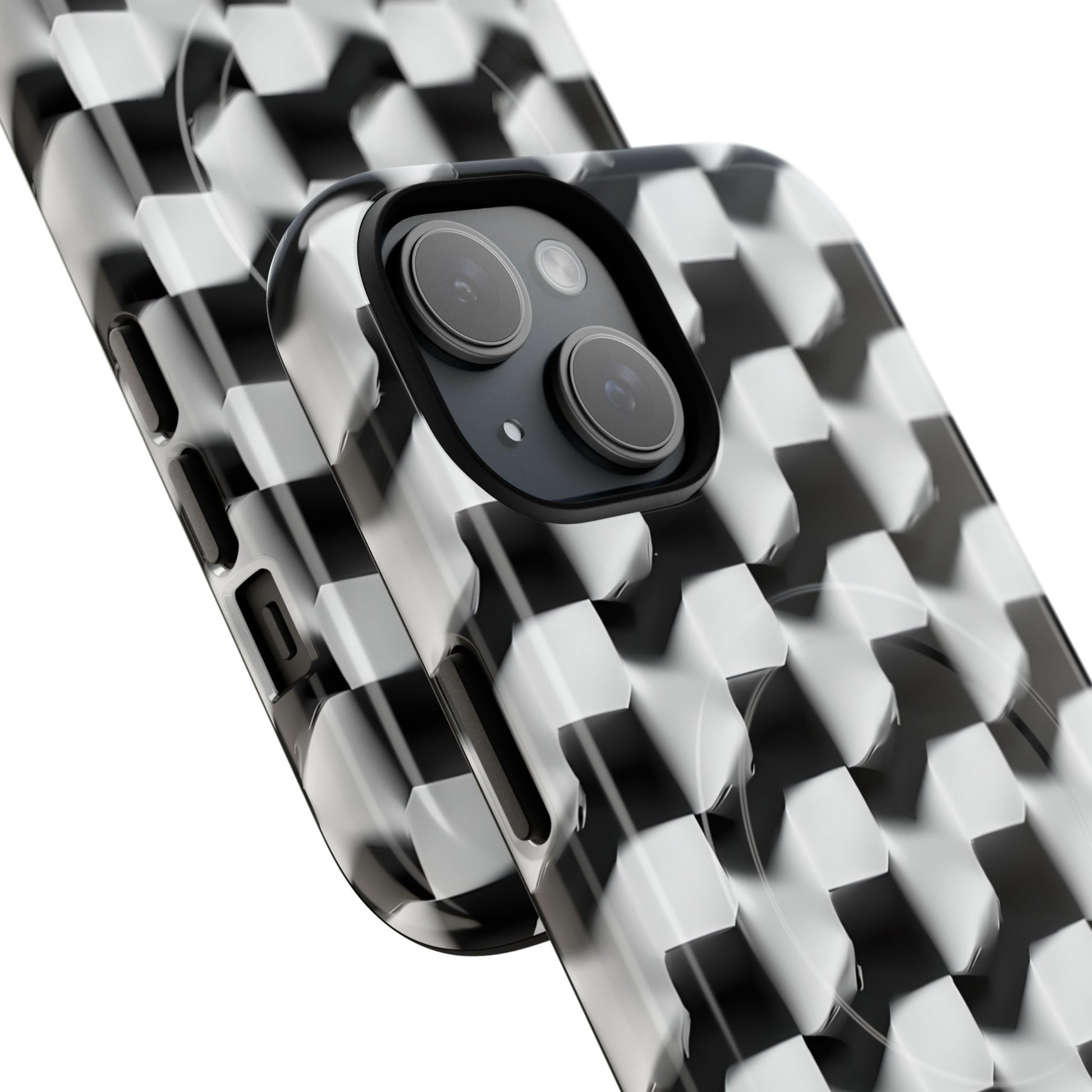 Monochrome Grid - iPhone 15 MagSafe Phone Case - Bold, Modern Black & White Design