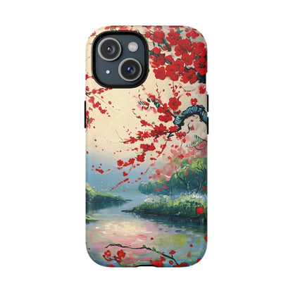 Crimson Blossom Lake iPhone MagSafe Case